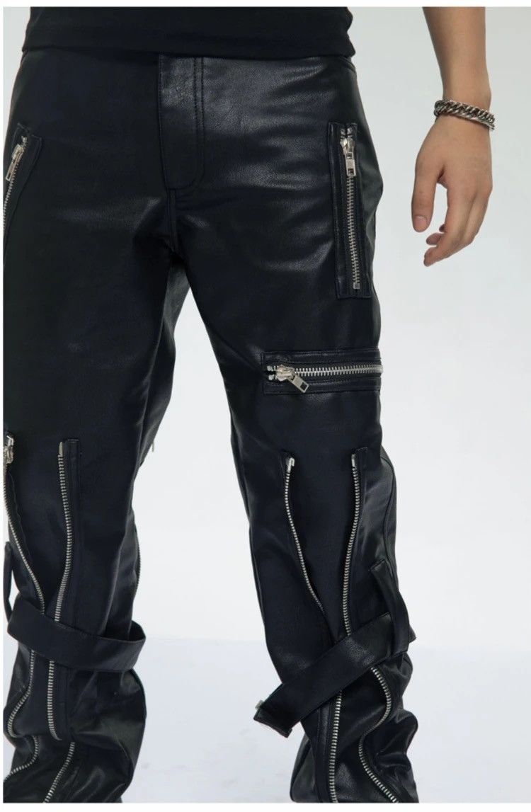 Leather × Vintage Cool Black Pu Leather Pants Men Size US 32 / EU 48 - 4 Thumbnail