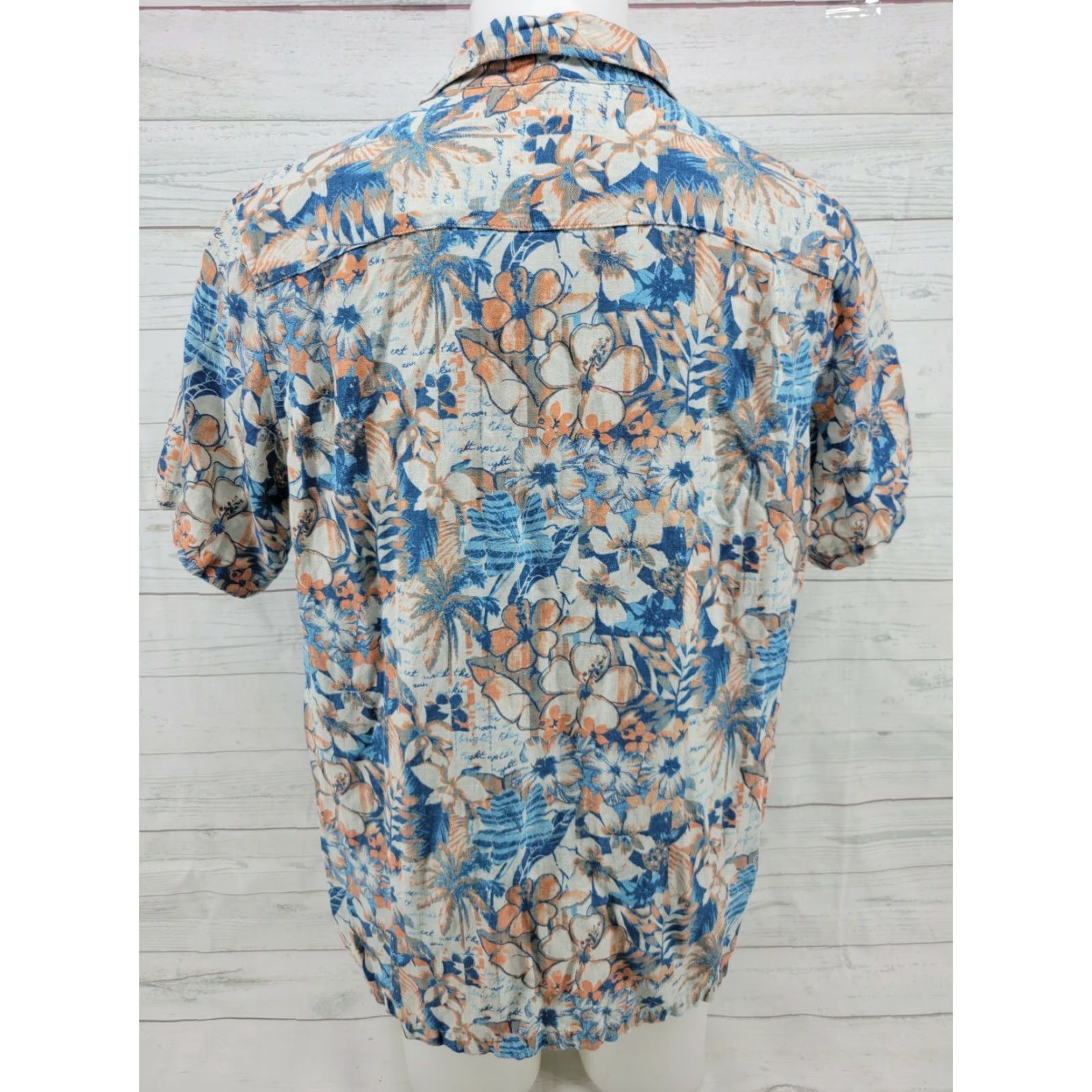 Vintage Margaritaville Men's XL Floral Print Hawaiian Button-Up Camp Shirt Silk/Linen Blend SS Size US XL / EU 56 / 4 - 6 Thumbnail