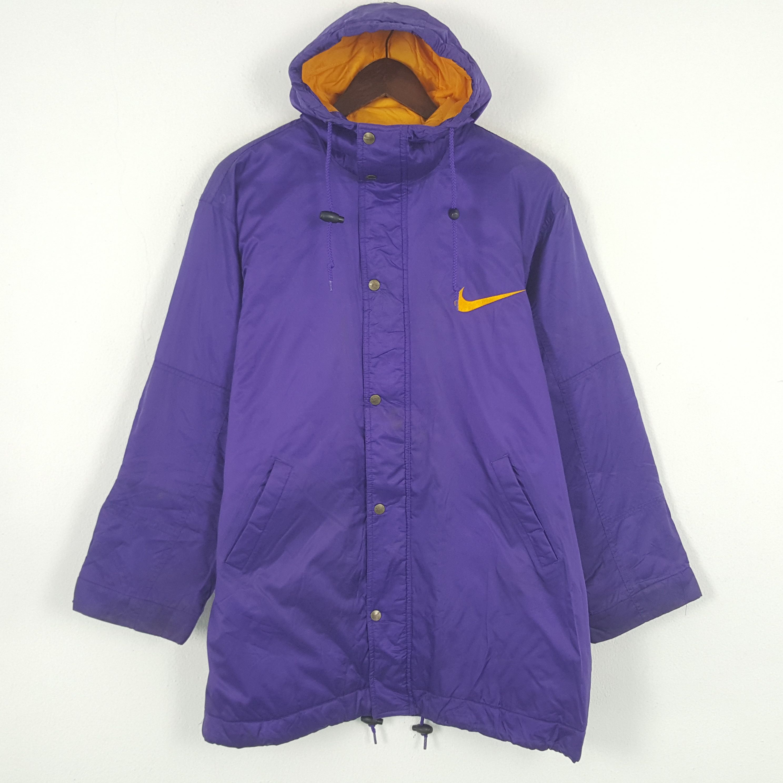 Nike × Vintage Vintage Nike Swoosh Zipper Long Winter Jacket Size US L / EU 52-54 / 3 - 3 Thumbnail