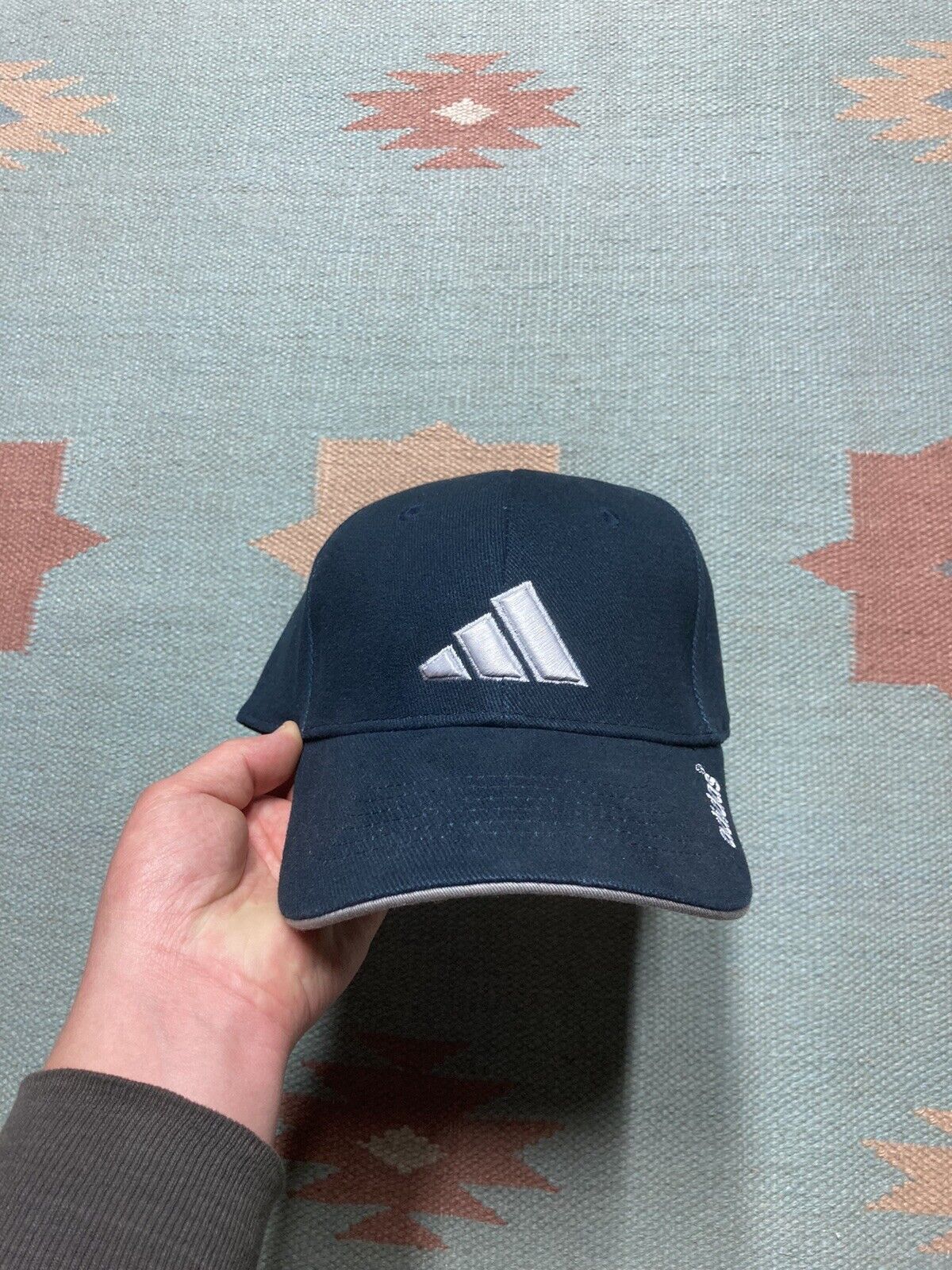 Adidas × Vintage adidas Strapback hat cap 3 stripe logo spell out athletic Size ONE SIZE - 2 Thumbnail
