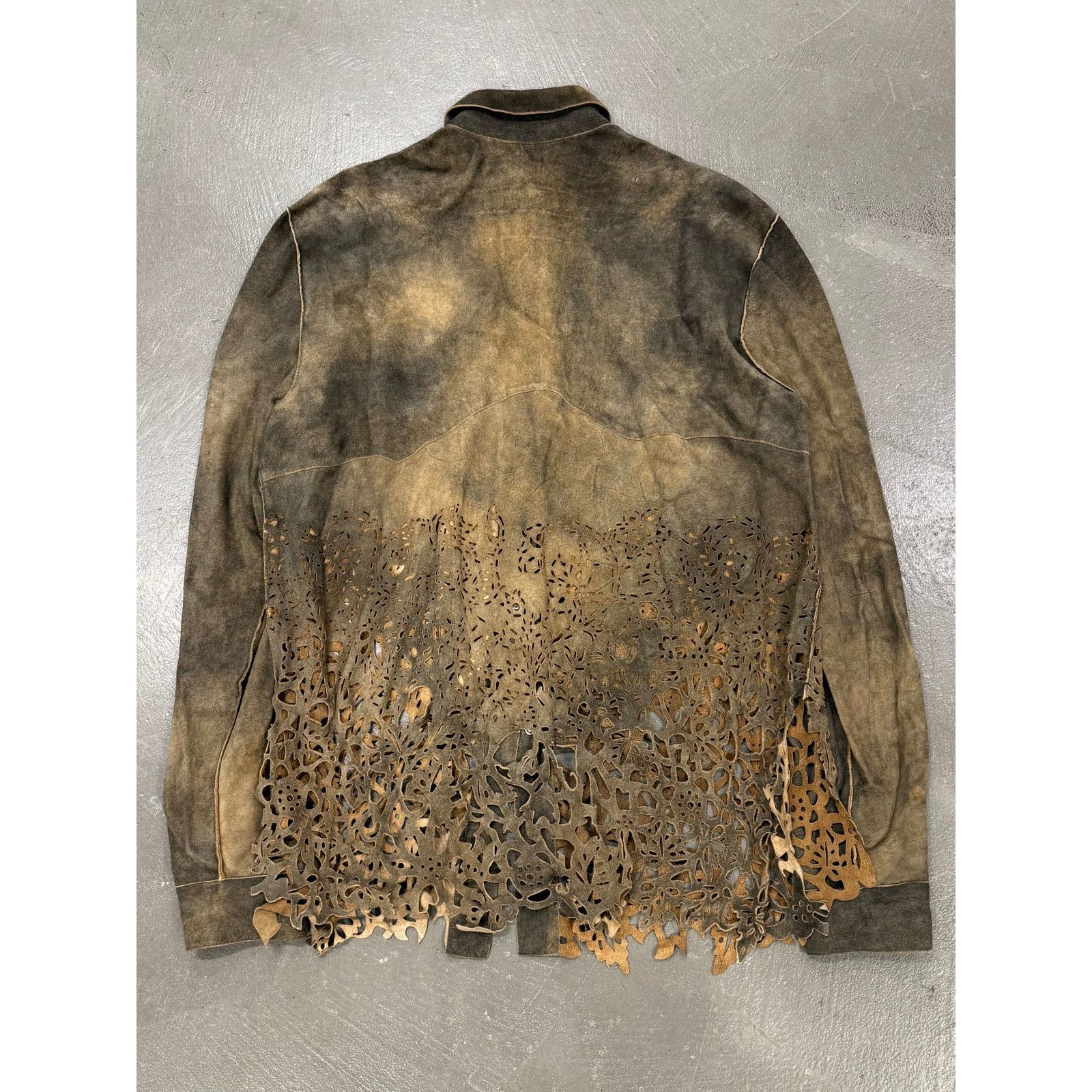 Roberto Cavalli 2000s Roberto Cavalli laser-cut distressed leather shirt Size US S / EU 44-46 / 1 - 2 Thumbnail