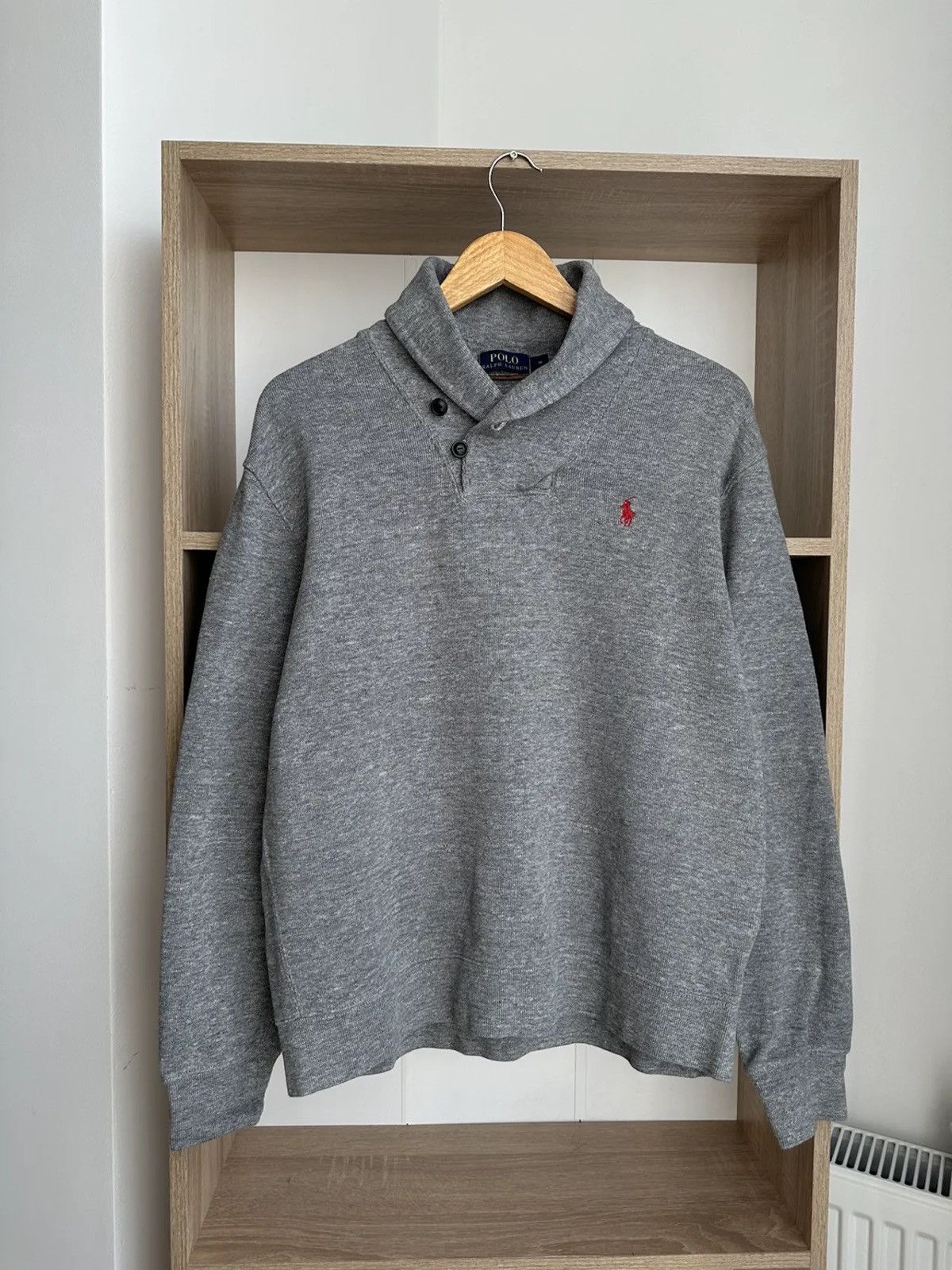 Vintage PRL Sweater Polo Ralph Lauren Collar Grey