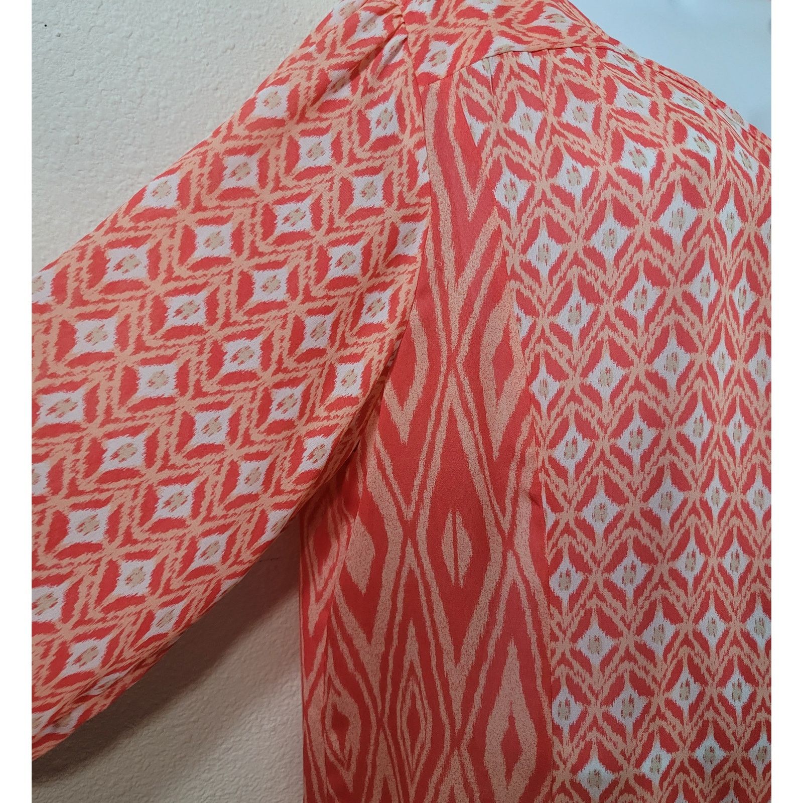 Other Dressbarn Orange White V Neck Top 2X Plus Lightweight Soft Size XXL / US 16-18 / IT 52-54 - 2 Thumbnail