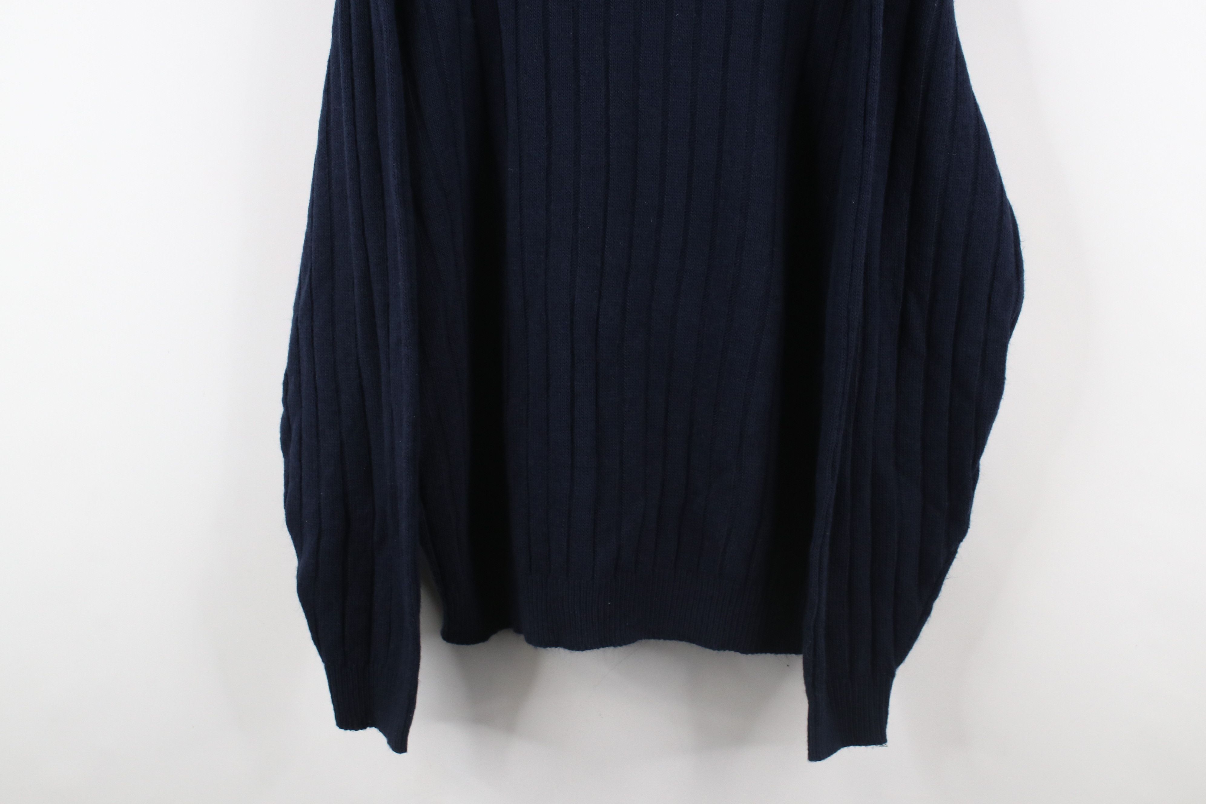 Vintage Vintage 90s Streetwear Ribbed Knit Crewneck Sweater Navy USA Size XXL / US 16-18 / IT 52-54 - 3 Thumbnail