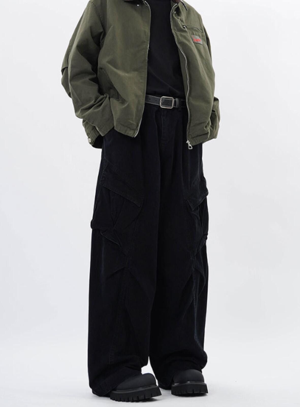 Other Black Cotton Baggy Cargo Pants, Utility Workwear Pants Size US 32 / EU 48 - 5 Thumbnail