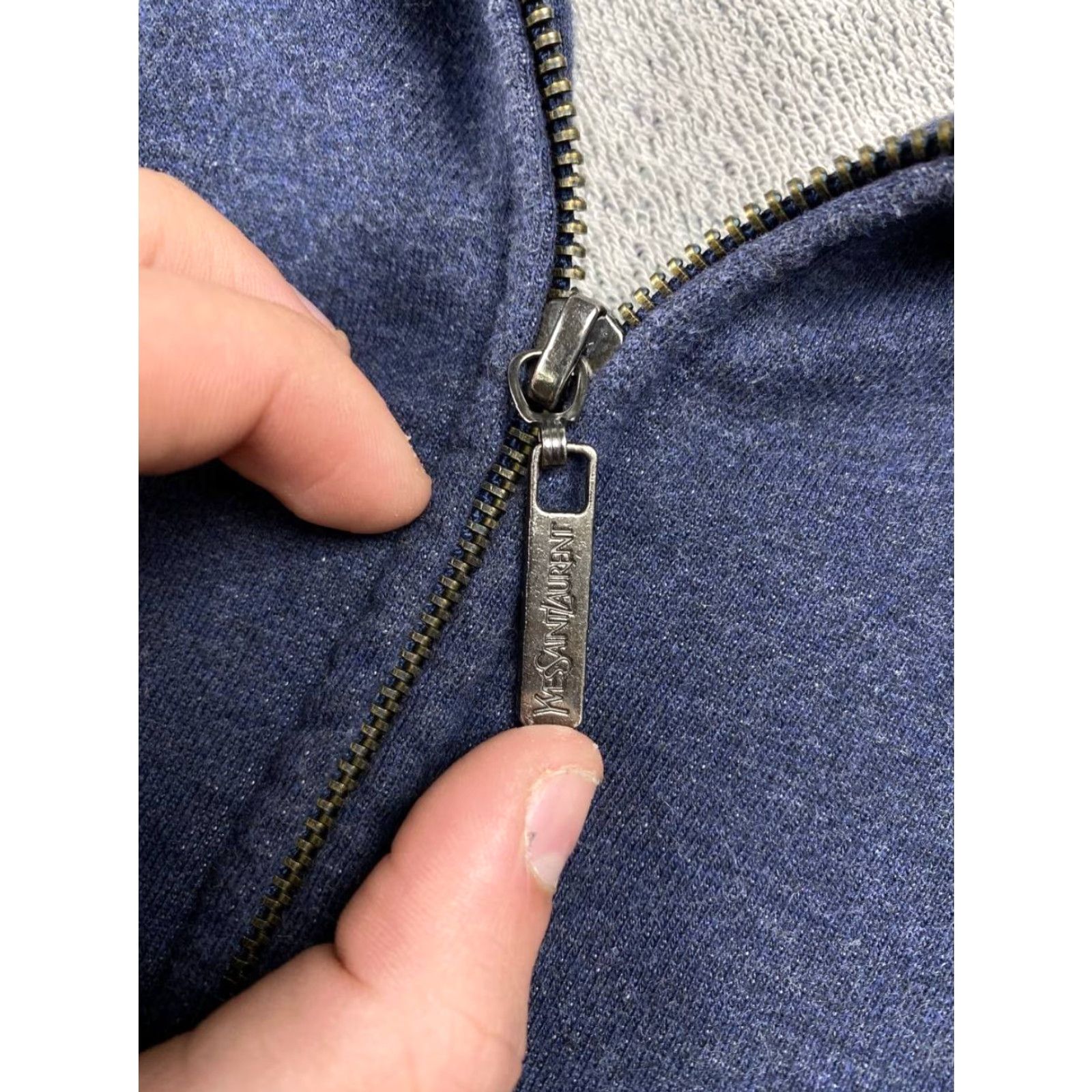 Yves Saint Laurent Yves Saint Laurent Sweatshirt Zip Up Jacket YSL 90s Men Size M Blue/C Gray Logo 90s Mens Sweatshirt Size US M / EU 48-50 / 2 - 6 Thumbnail