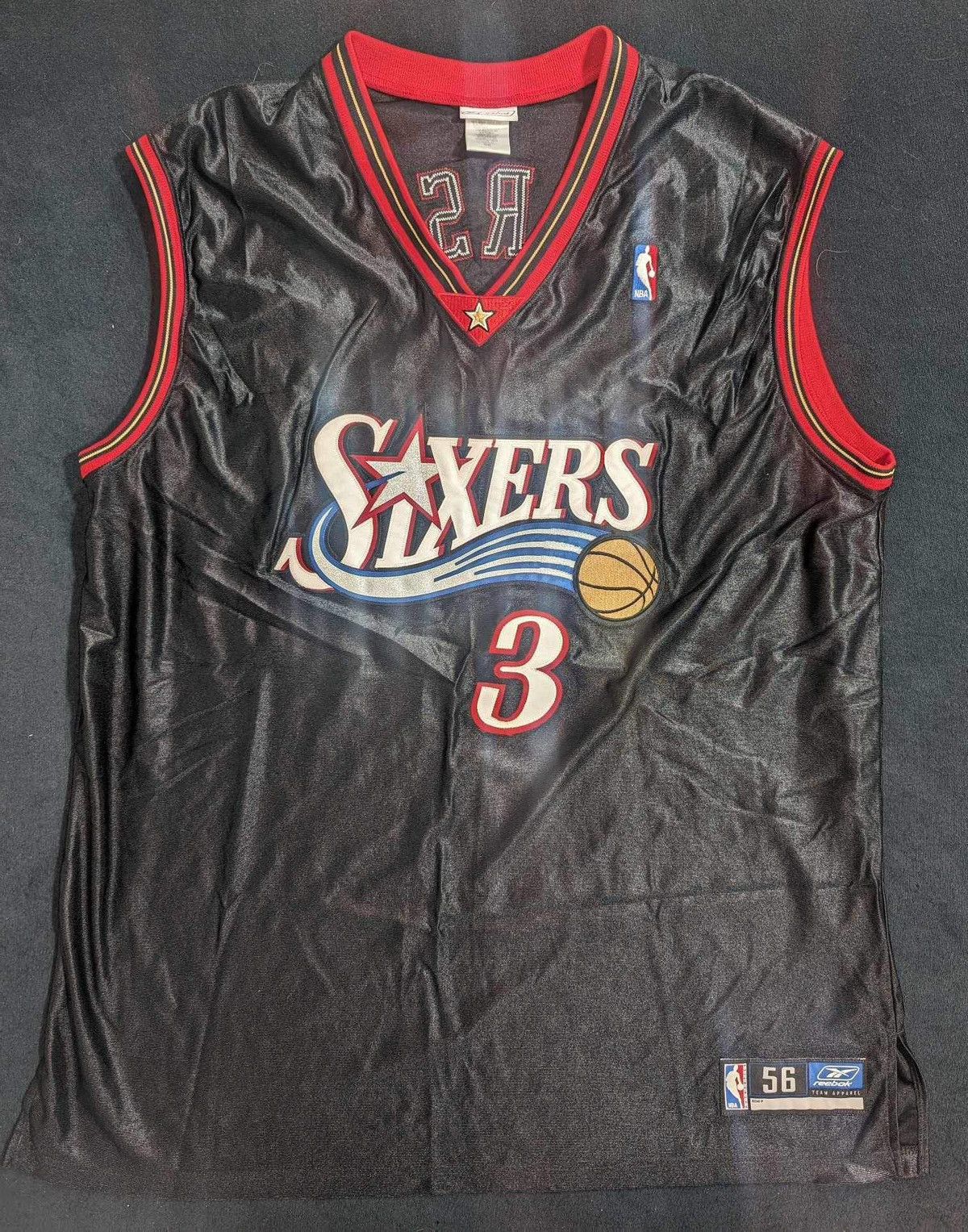 image of NBA x Reebok Allen Iverson 3 Authentic Jersey in Black, Men's (Size XL)