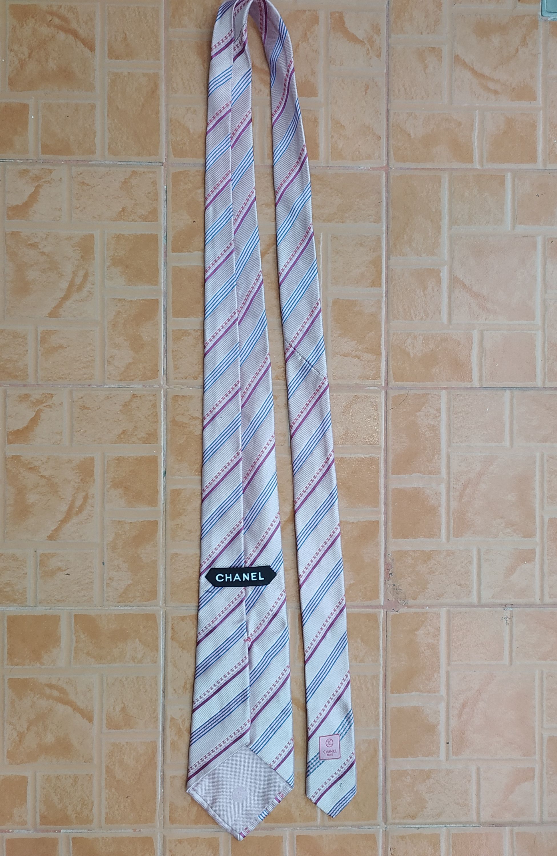 Champion CHANEL NECK TIE STRIPED LOGO TIE Size ONE SIZE - 2 Thumbnail