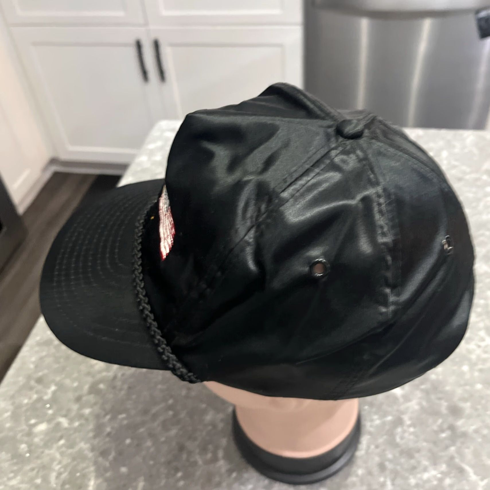 Vintage VINTAGE Nissin Desert Storm Baseball Cap Zipper back Hat Black Satin Adjustable Men Adults Casual 1991 Military Theme Size ONE SIZE - 3 Thumbnail
