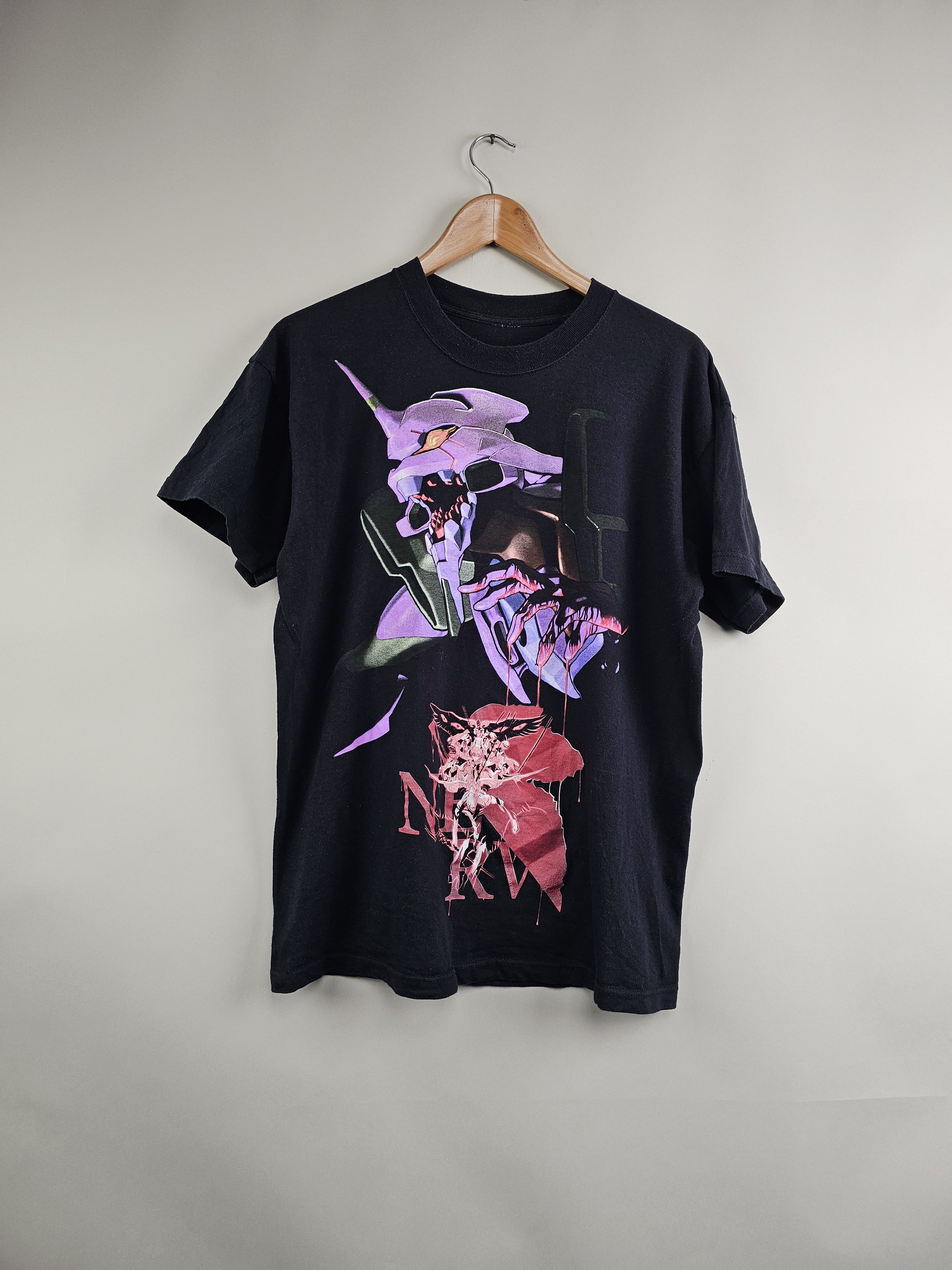 image of Anima x Movie 90's Neon Genesis Evangelion Vintage Anime Tee in Black, Men's (Size Large)