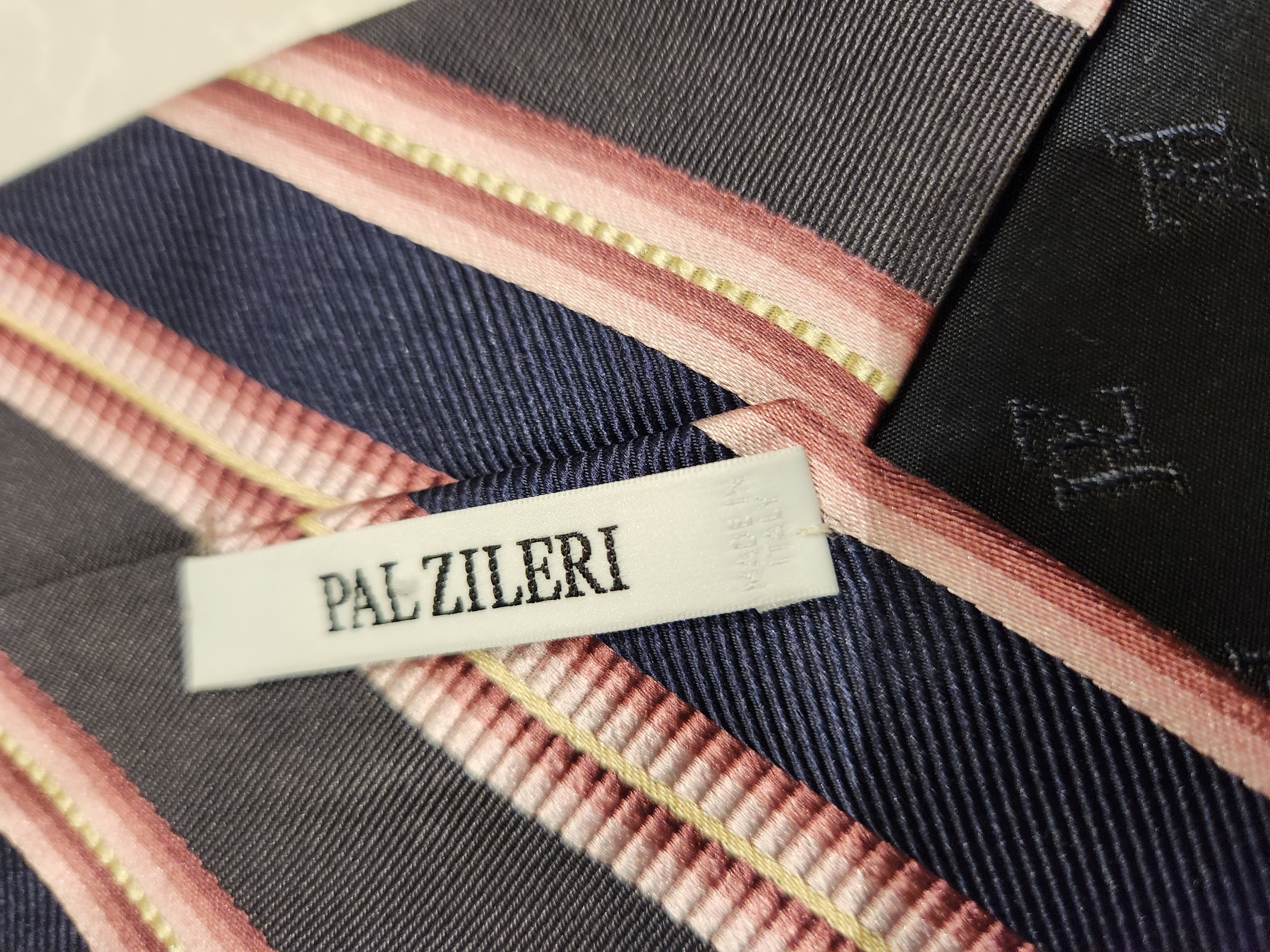 Pal Zileri 100% Silk Navy Blue / Pink Striped Neck Tie Size ONE SIZE - 4 Thumbnail