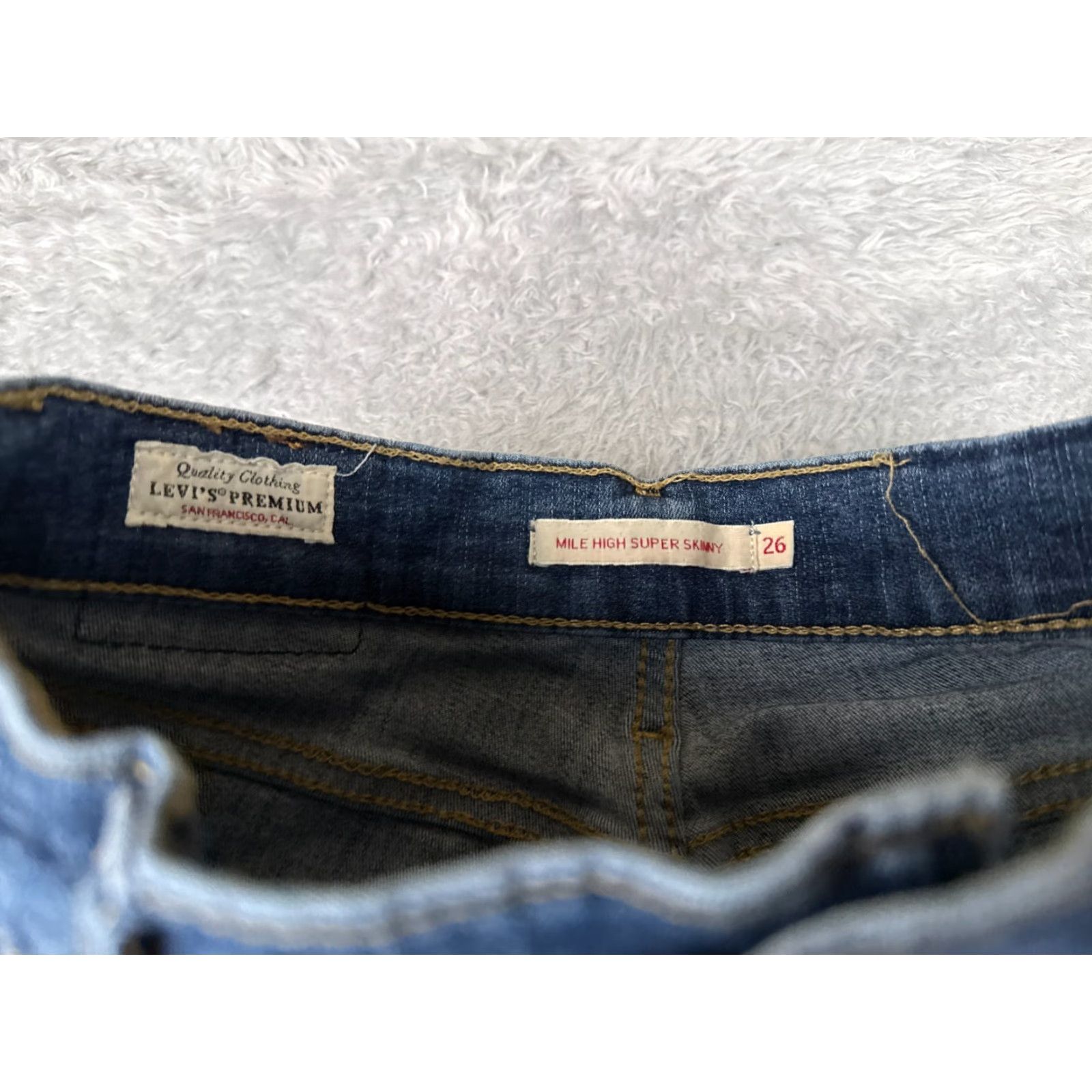 Levi's Levi's Women's Jeans 26 Blue Mile High Super Skinny Denim 23x28 Retro Size 26" / US 2 / IT 38 - 6 Thumbnail