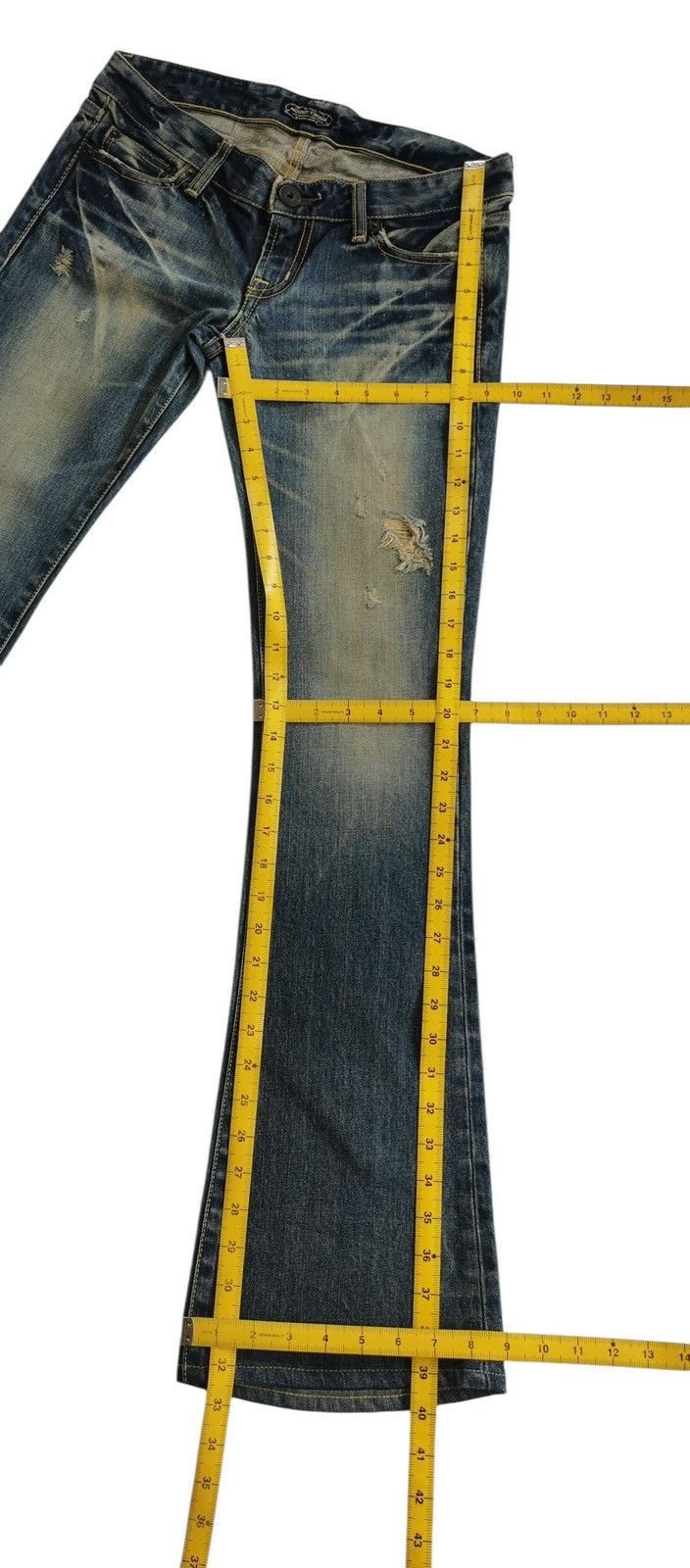 MOUSSY Moussy Japan Flare & Bootcuts Mudded Distressed Denim Jeans Size 28" / US 6 / IT 42 - 9 Thumbnail