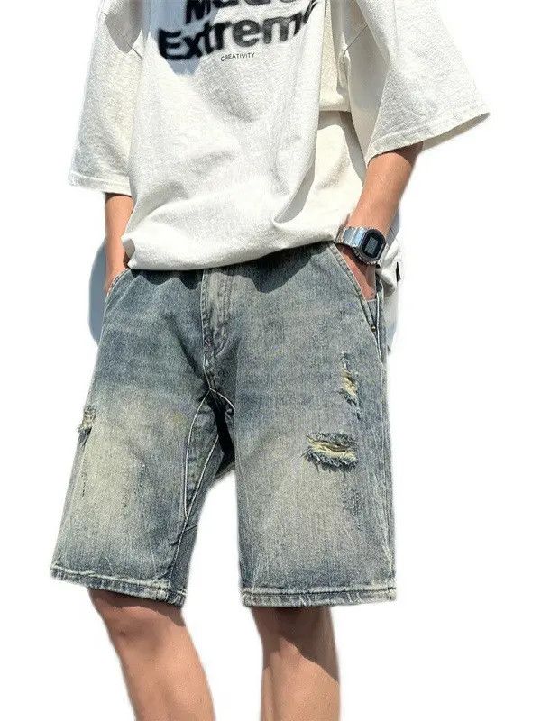 Japanese Brand × Jean Retro high street ripped denim shorts Size US 32 / EU 48 - 4 Thumbnail