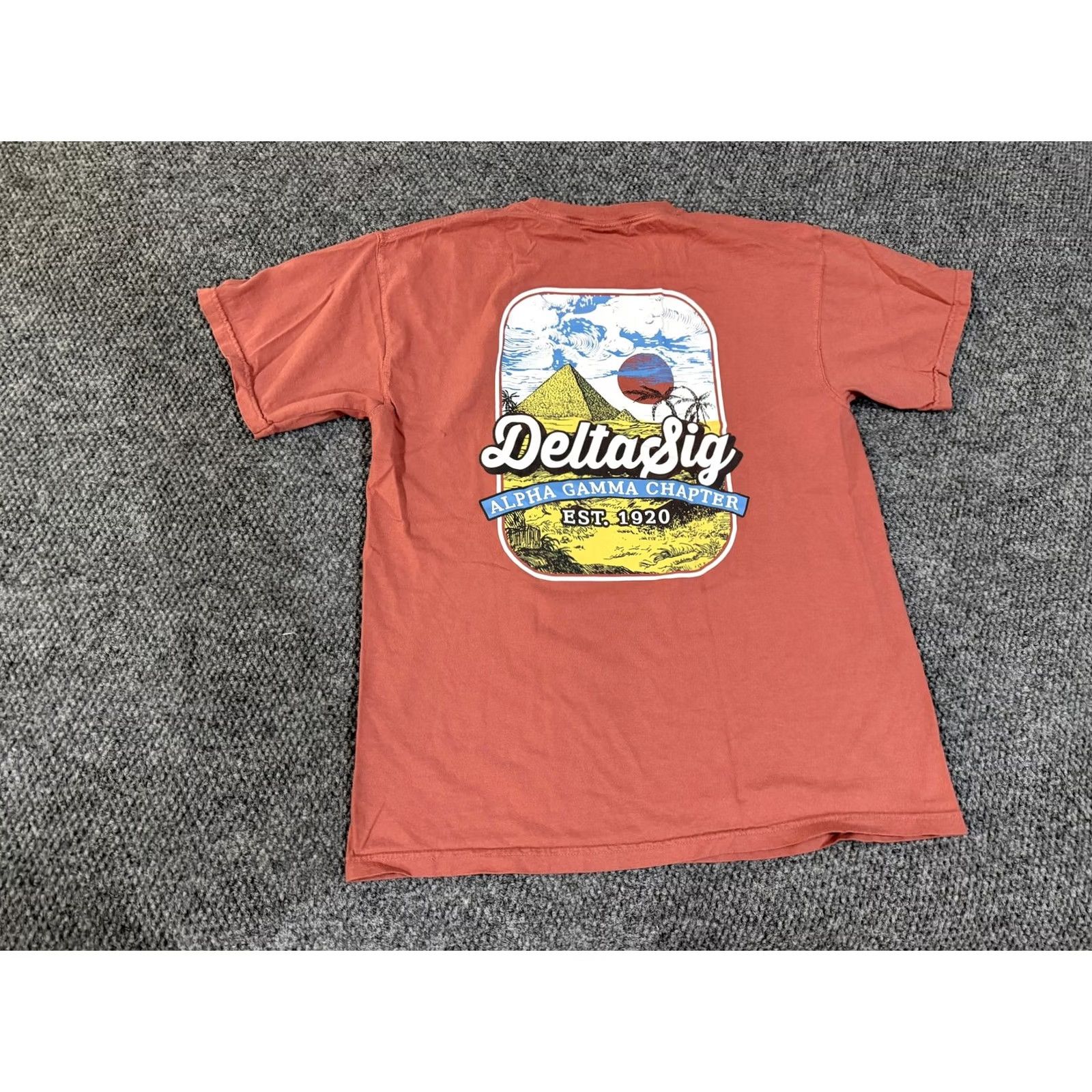 Comfort Colors Comfort Colors Shirt Mens L Red Delta Sig Fall Rush Pocket Graphic T-Shirt Size US L / EU 52-54 / 3 - 7 Thumbnail