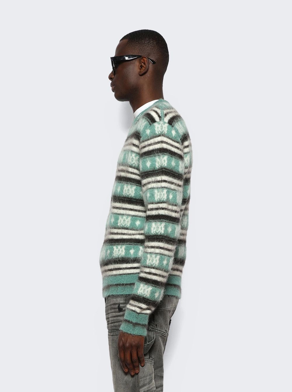 Amiri o1gr1nt0426 Skater Stripe Crewneck Sweater in Green Size US S / EU 44-46 / 1 - 4 Thumbnail