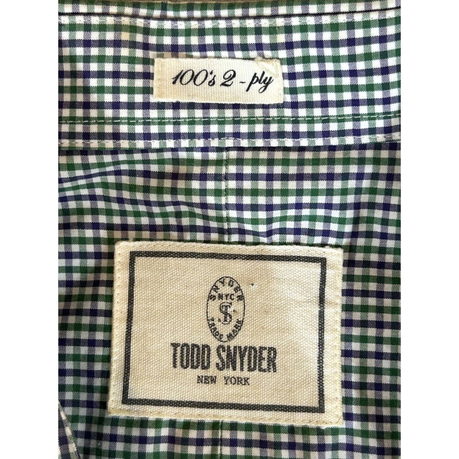 Todd Snyder Todd Snyder Shirt Men 16.5 Gingham Long Sleeve Dress Business Large 34/35 Green Size 46R - 7 Thumbnail