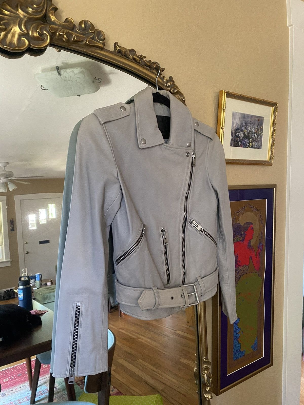 Allsaints AllSaints Balfern Moto Biker Leather Jacket Grey Size XS / US 0-2 / IT 36-38 - 8 Thumbnail