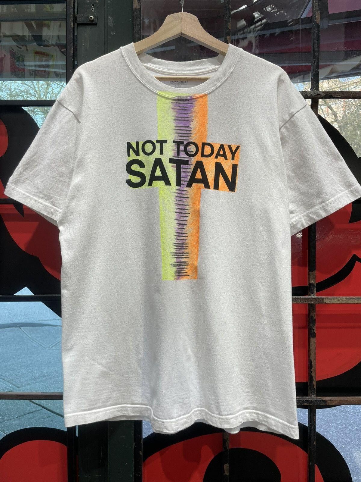 Vintage NOT TODAY SATAN text screen print NEON cross Jesus Piece Art Size US L / EU 52-54 / 3 - 2 Thumbnail