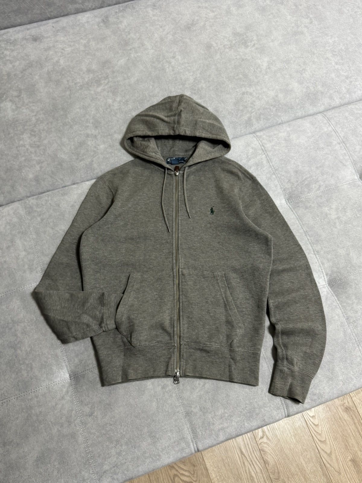 Polo Ralph Lauren Vintage POLO RALPH LAUREN GREEN PONY Gray Zip Hoodie S M Size US S / EU 44-46 / 1 - 2 Thumbnail