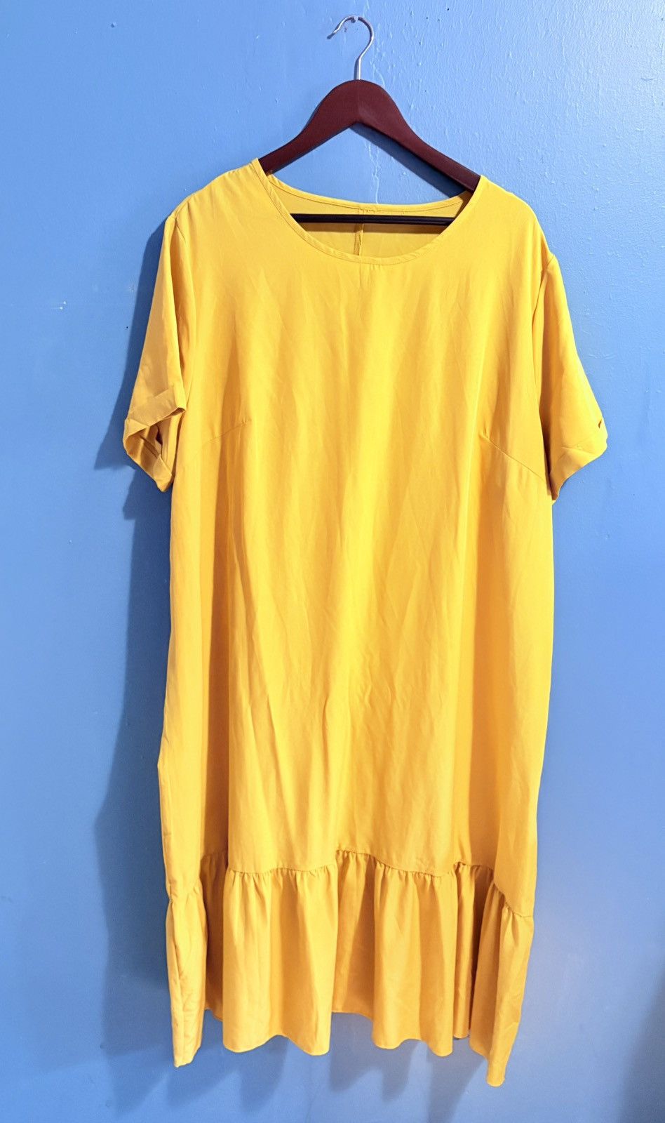 Other Dress In Bright Yellow Mustard Sun Dress Ruffled Hem Light Size 4XL / US 24-26 - 1 Thumbnail