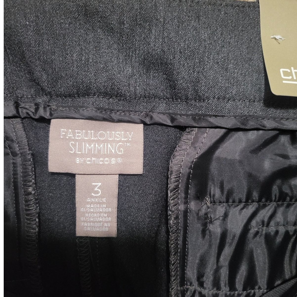 Other Chico's Fabulously Slimming Dk Heather Gray Pants -3 (XL/16) Size 38" / US 16 / IT 52 - 5 Thumbnail