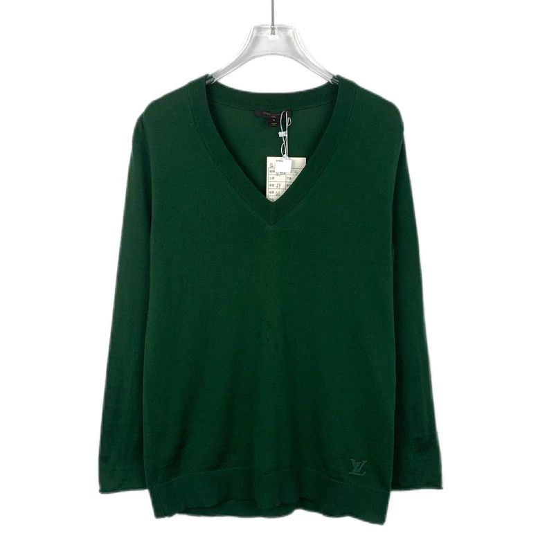 Louis Vuitton Louis Vuitton Dark green logo monogrammed embroidered V-ne Size S / US 4 / IT 40 - 1 Thumbnail