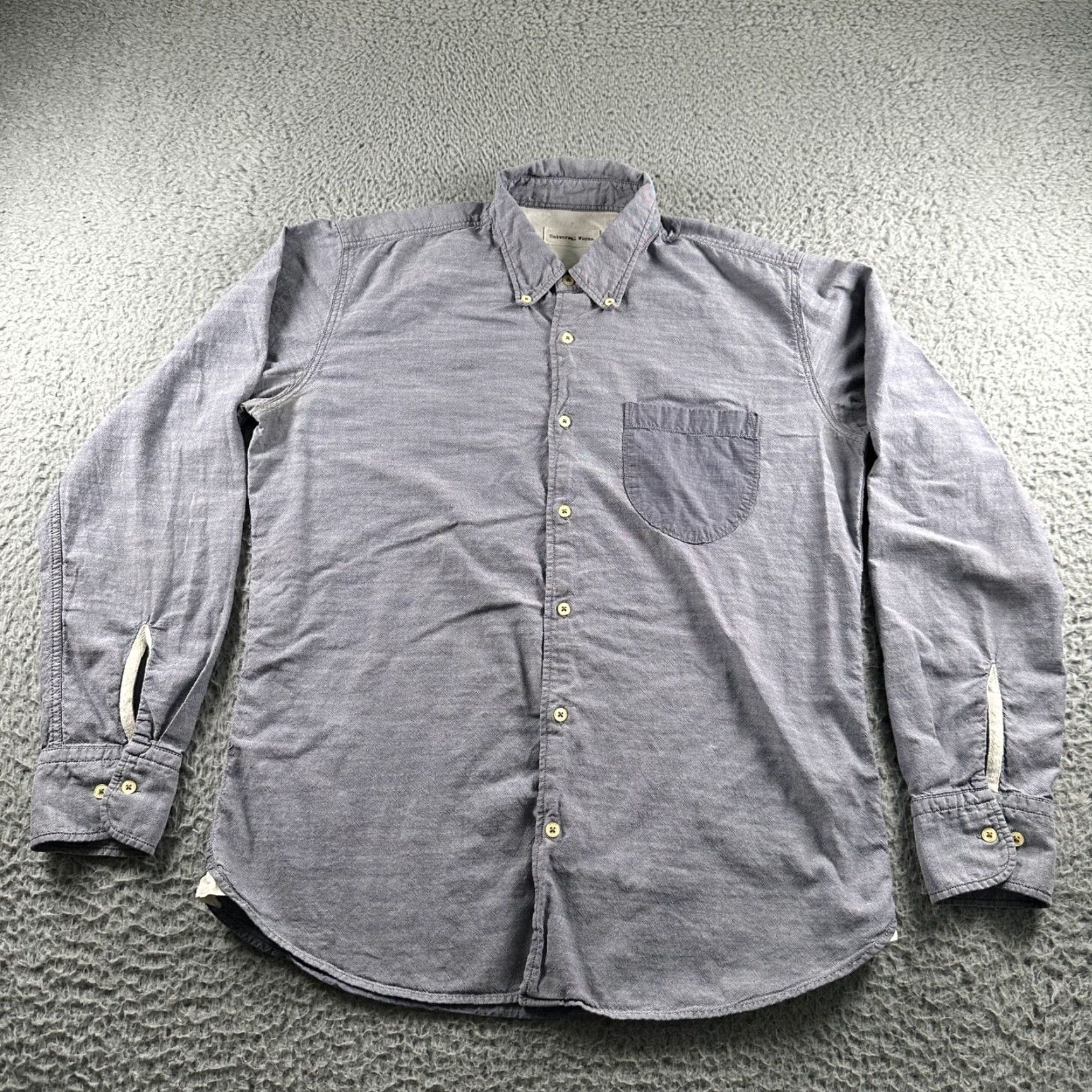 Universal Works Universal Works Shirt Mens M Blue Button Up Long Sleeve Chest Pocket Chambray Size US M / EU 48-50 / 2 - 2 Thumbnail