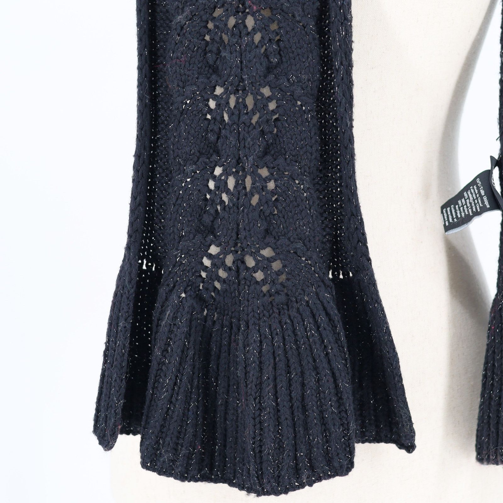 Badgley Mischka Badgley Mischka Women Black Metallic Wool Fishtail Scarf Size ONE SIZE - 2 Thumbnail