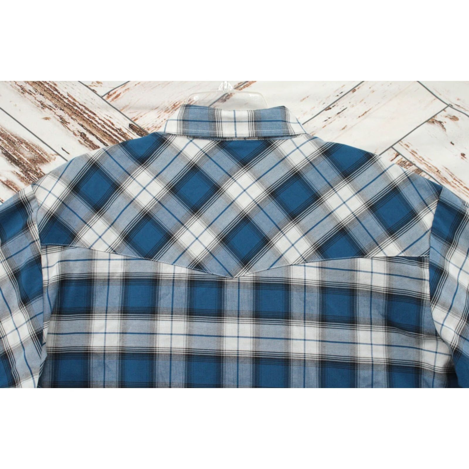 Vintage VTG Ely Cattleman Shirt Mens XL Blue White Plaid Western Pearl Snap Barrell Cuff Size US XL / EU 56 / 4 - 4 Thumbnail