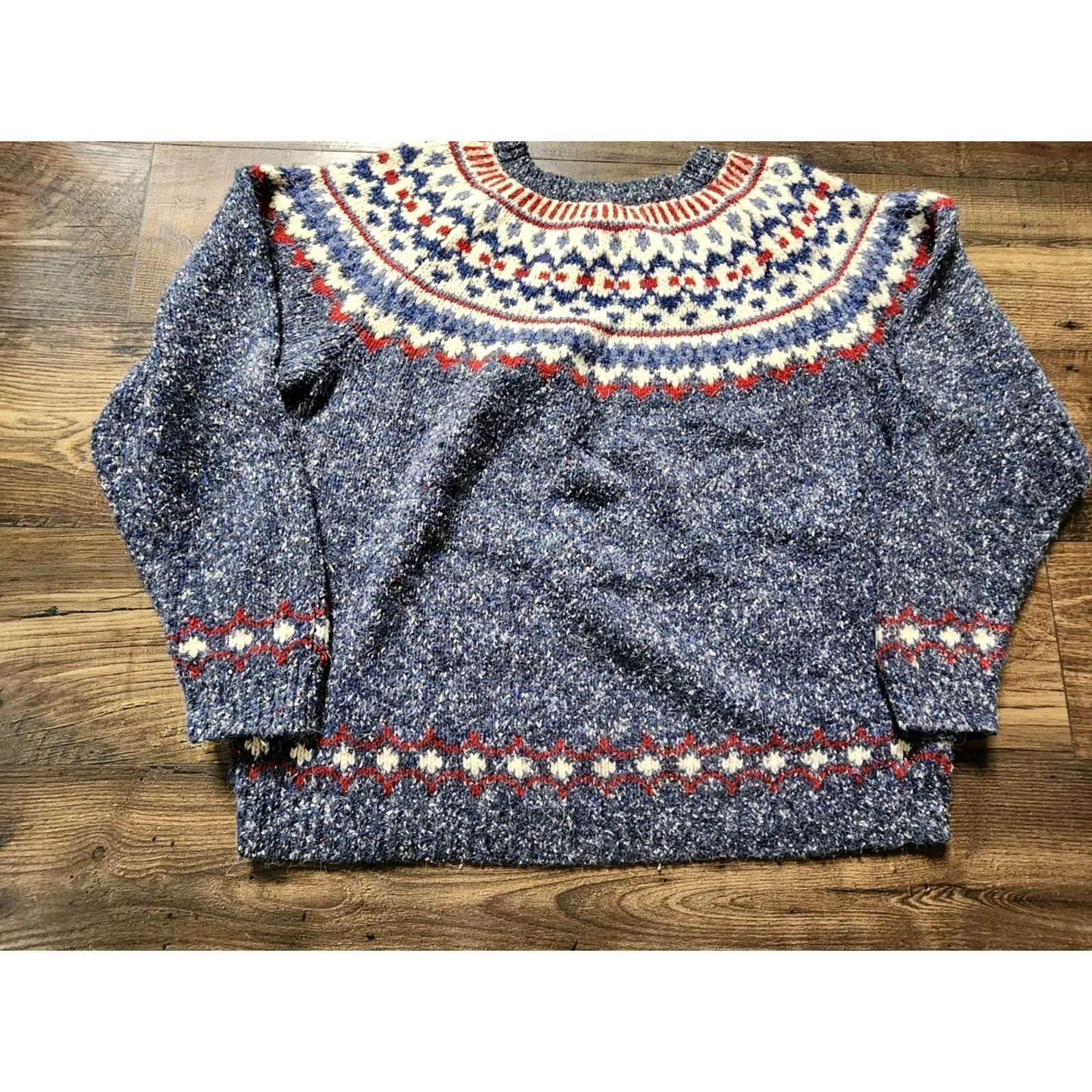 Vintage VINTAGE St. Johns Bay Womens 2XL Sweater Wool Blend Nordic Fair Isle CottageCore Cardigan Blue 80s 90s Holiday Womens Size XXL / US 16-18 / IT 52-54 - 4 Thumbnail