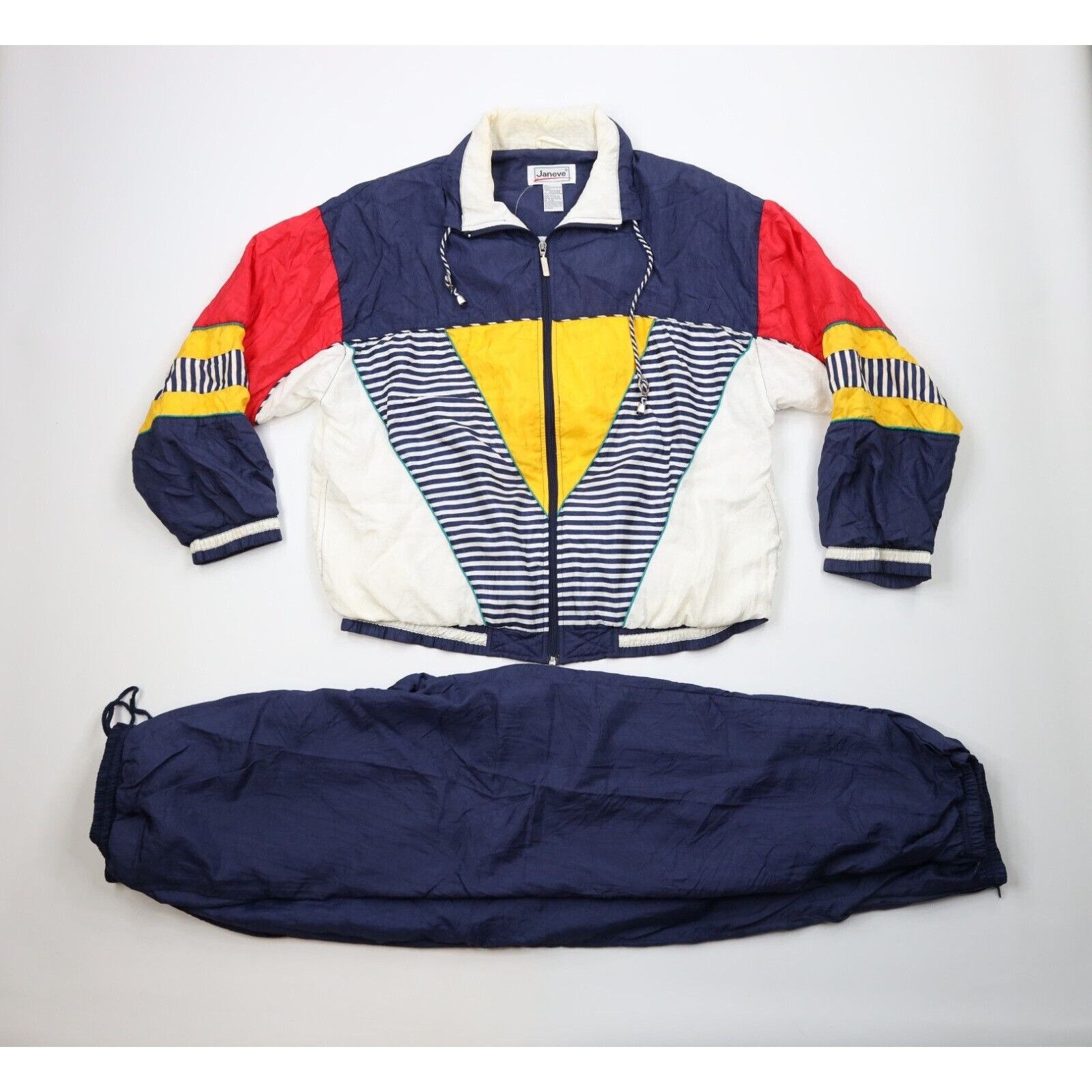 Vintage 90s Streetwear Color Block Lined 2 Piece Track Suit