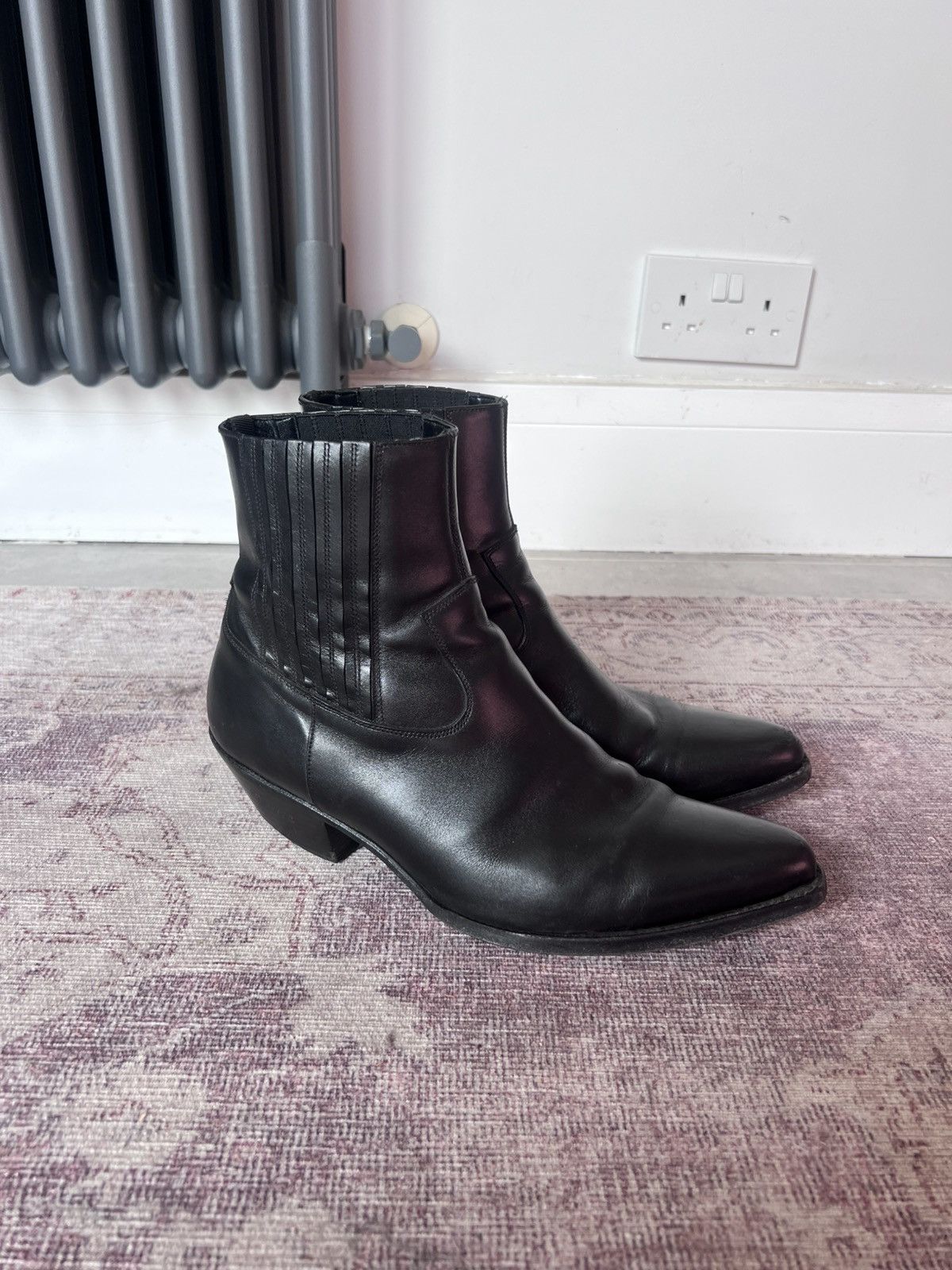 Celine 60Mm Cuban Heel Shoes Berlin Boots Ss19 in Black, Men's (Size 8)