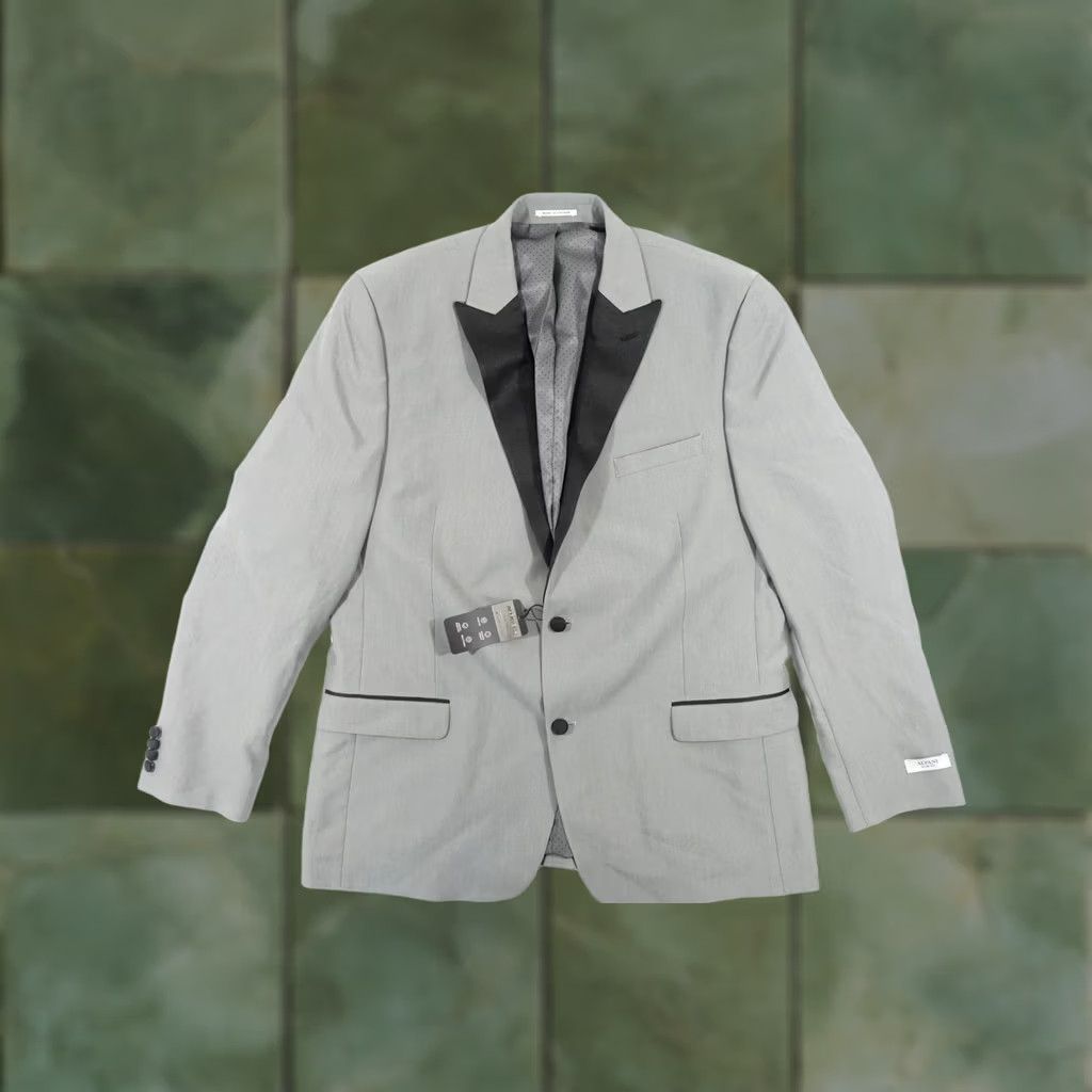 Alfani Suit Jacket 46 Long Mens Gray Silver Slim Fit Two Tone Separate Coat, Men's (Size 46r)