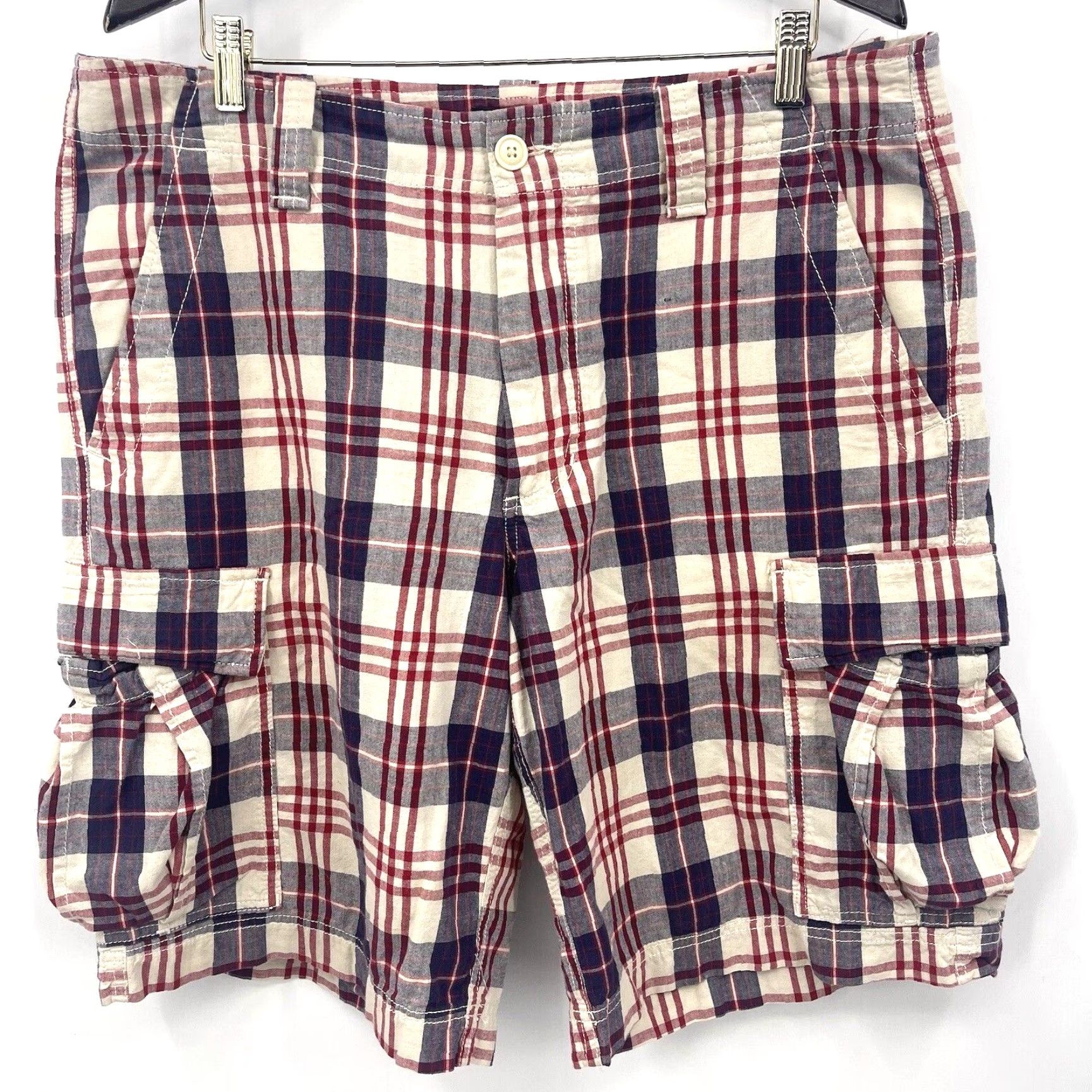 Polo Ralph Lauren VINTAGE Polo Ralph Lauren Jeans Co Plaid Cargo Shorts Mens 36 Twill Blue 90s Preppy Cargo Pocket Pockets Logo Pony Size US M / EU 48-50 / 2 - 2 Thumbnail