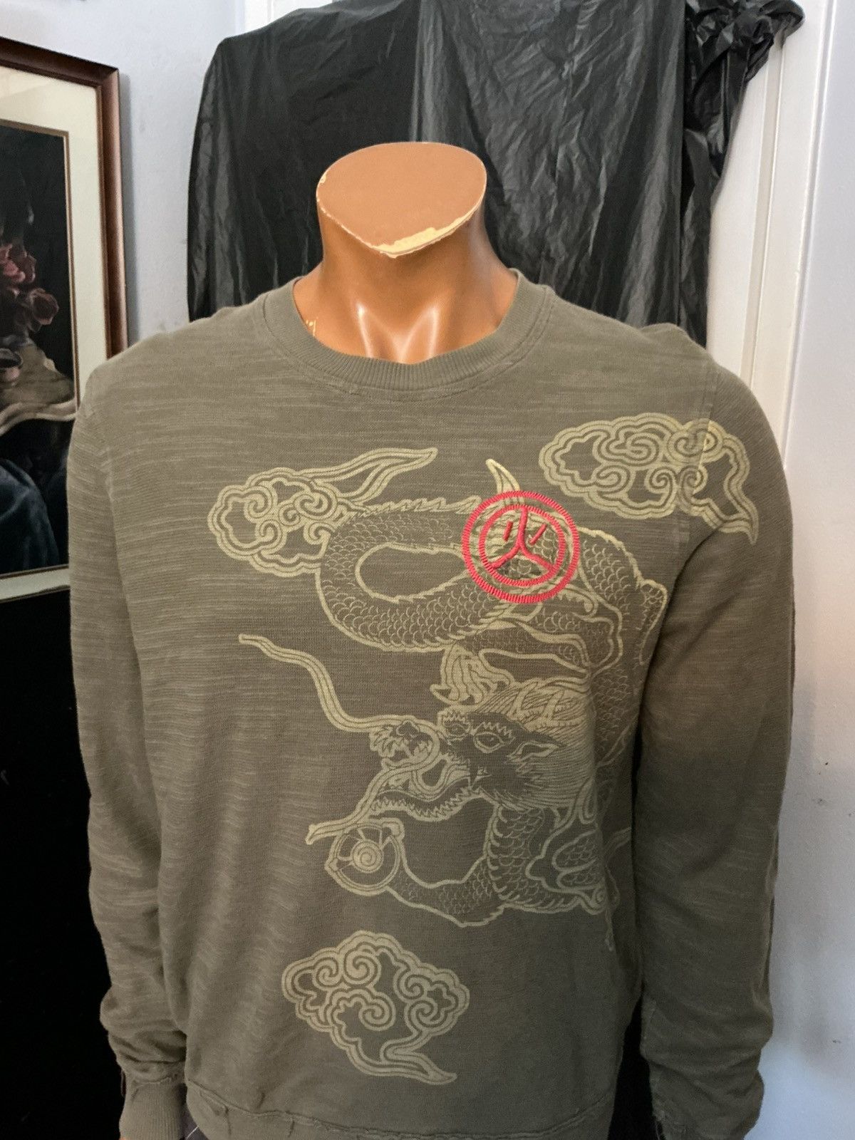 Hugo Boss Hugo Boss Waso Dragon Oriental Embroidered Olive Sweater Size US M / EU 48-50 / 2 - 11 Thumbnail