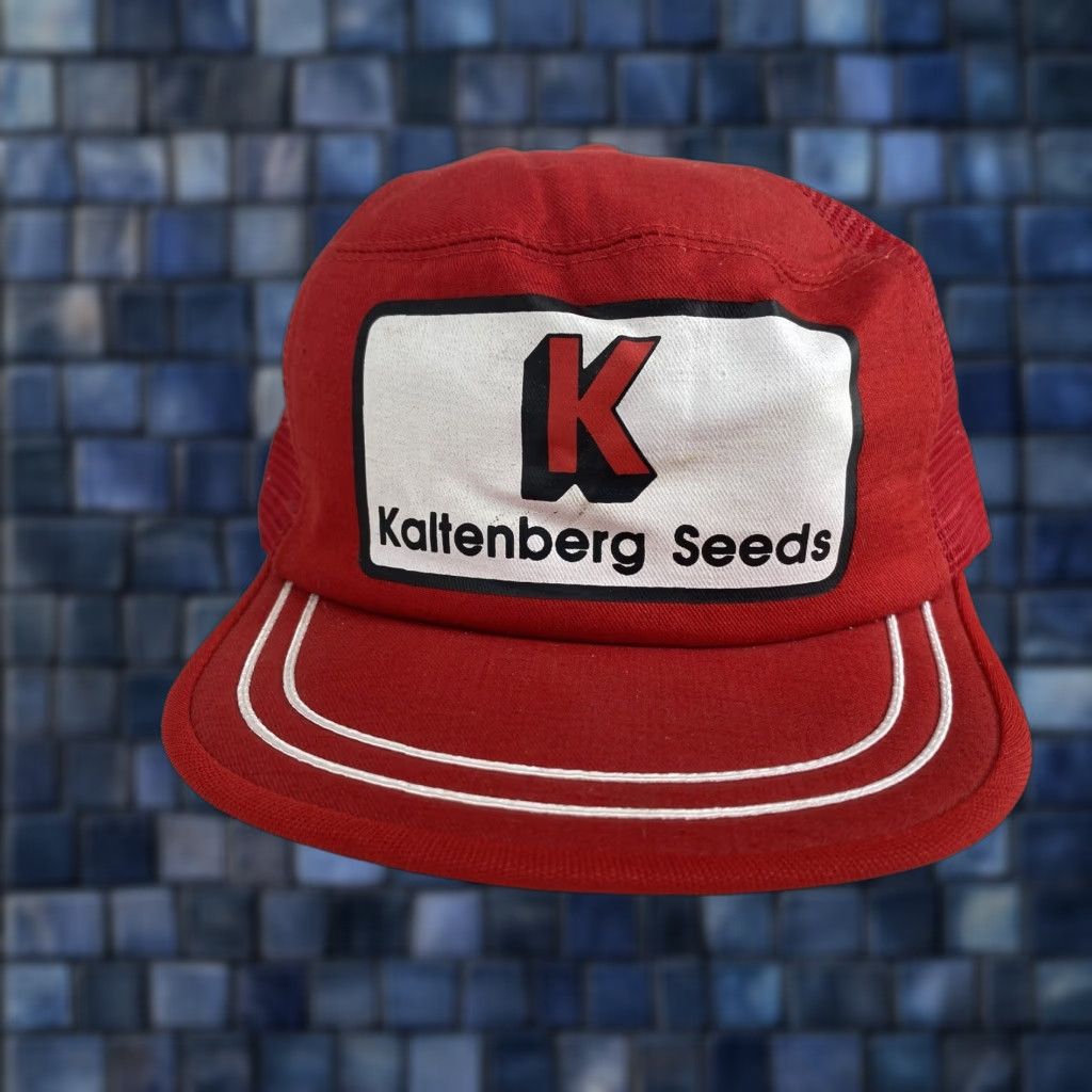 Vintage VINTAGE Kaltenberg Seeds Patch Trucker Hat Kap King USA Made Adjustable Red 1980s Cap Mens Size ONE SIZE - 1 Thumbnail