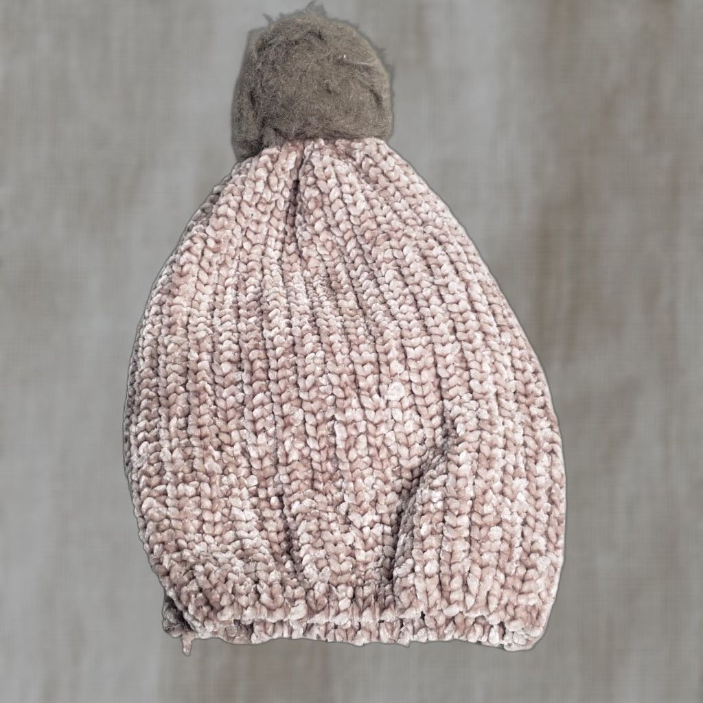 Vintage Muk Luks Hat Beanie Women's Brown Tan Beige Pom Slouchy Winter Cap Shirt Mens Girls Size ONE SIZE - 1 Thumbnail
