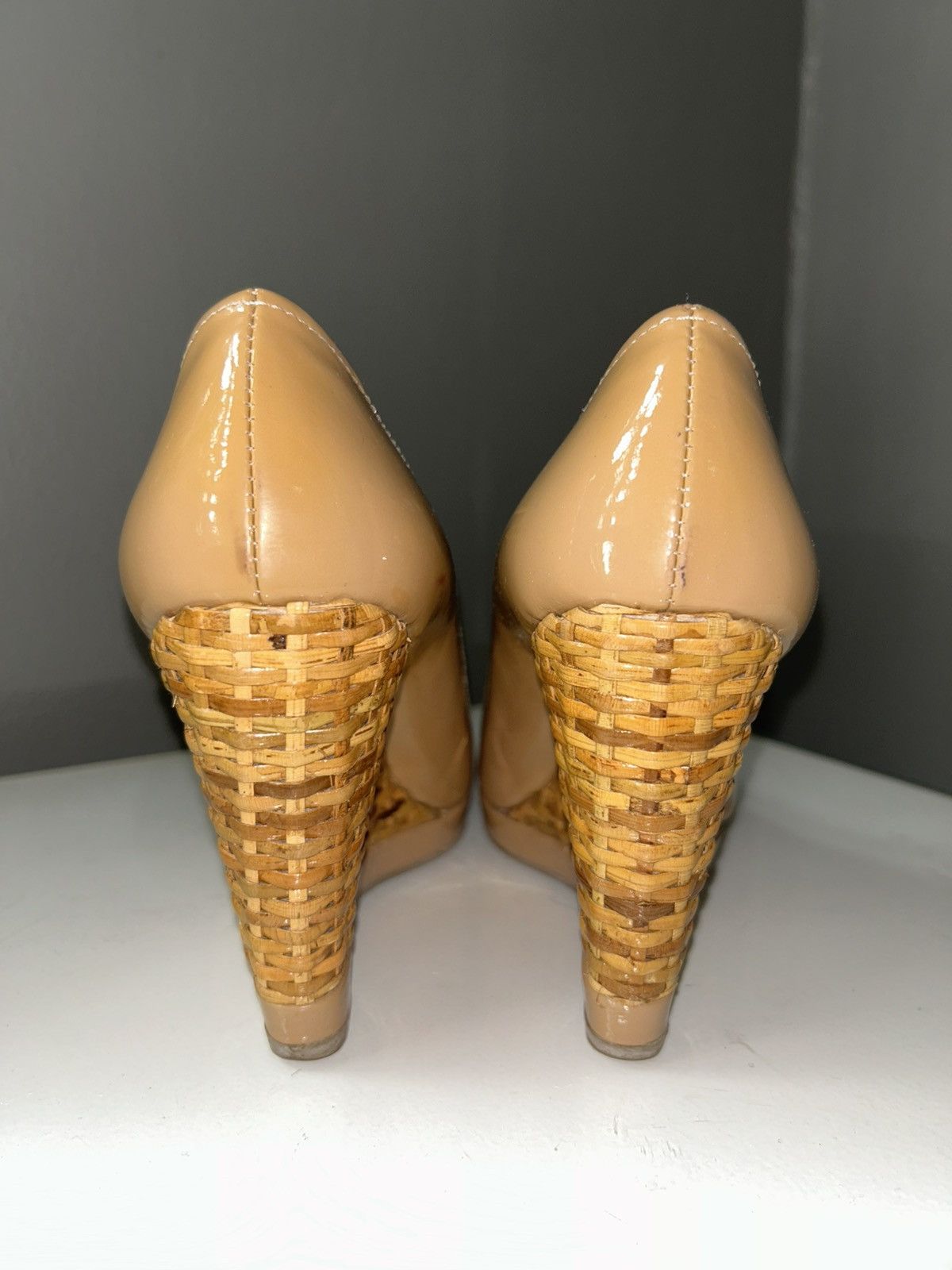 Prada Prada Espadrilles Nude Patent Leather Peep-Toe Wedges s 36.5 Size US 6.5 / IT 36.5 - 9 Thumbnail