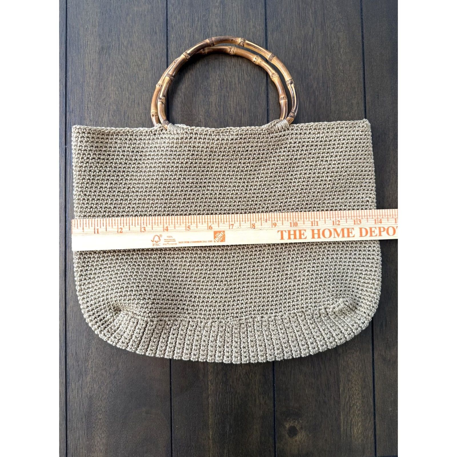 Vintage Woven Straw Handbag Womens Large Beige Bamboo Handle Purse Polka Dot Lined Summer Tote Bag Size ONE SIZE - 3 Thumbnail