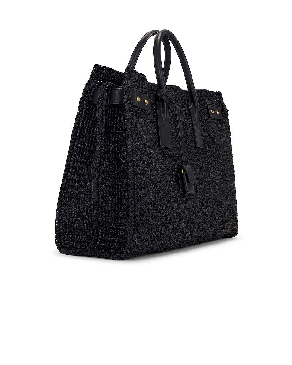 Saint Laurent Paris o1bcso1str0326 Size: OS/Raffia Medium Shopping Bag in Black Size ONE SIZE - 4 Thumbnail