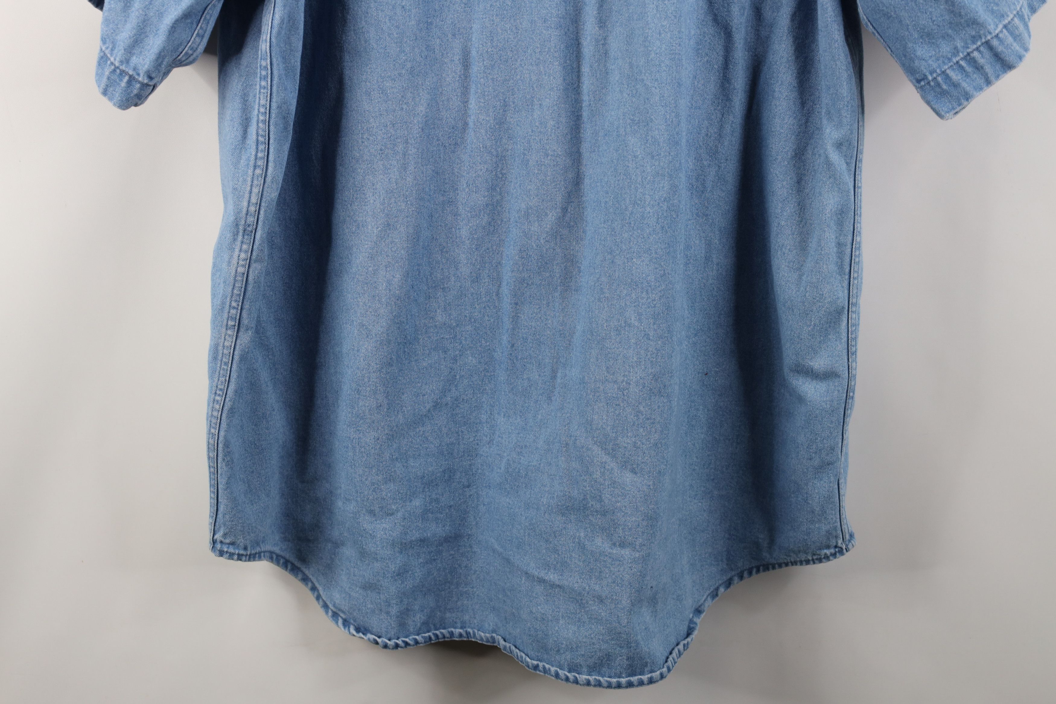 Vintage Vintage 90s Streetwear Baggy Short Sleeve Denim Button Shirt Size US L / EU 52-54 / 3 - 14 Thumbnail
