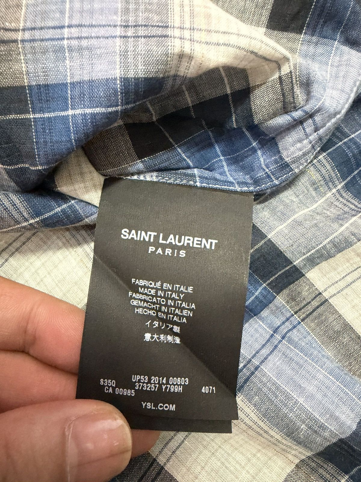 Saint Laurent Paris SAINT LAURENT FW14 BLUE CHECKERED SHIRT Size US L / EU 52-54 / 3 - 6 Thumbnail
