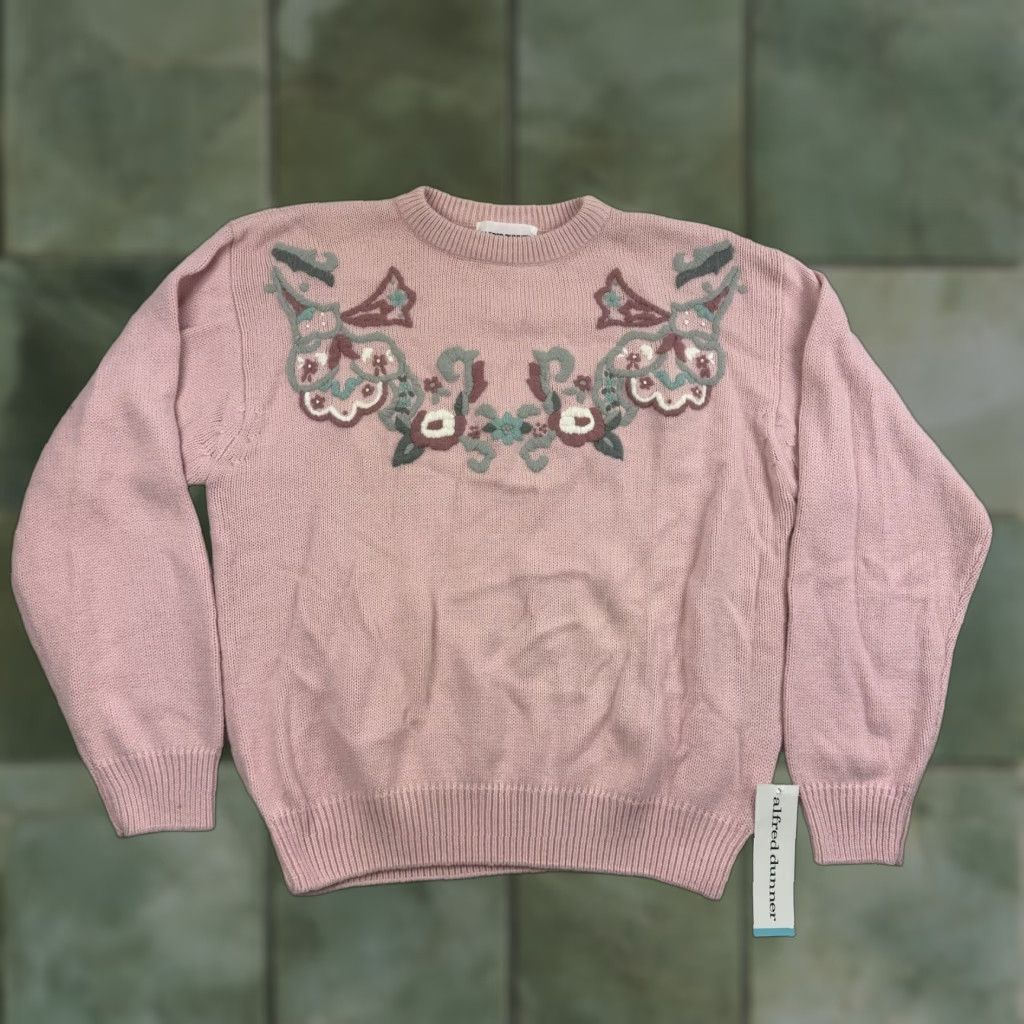 Vintage VINTAGE Alfred Dunner Sweater Women L Pink Floral Pullover Knit 90s Womens Size L / US 10 / IT 46 - 1 Thumbnail