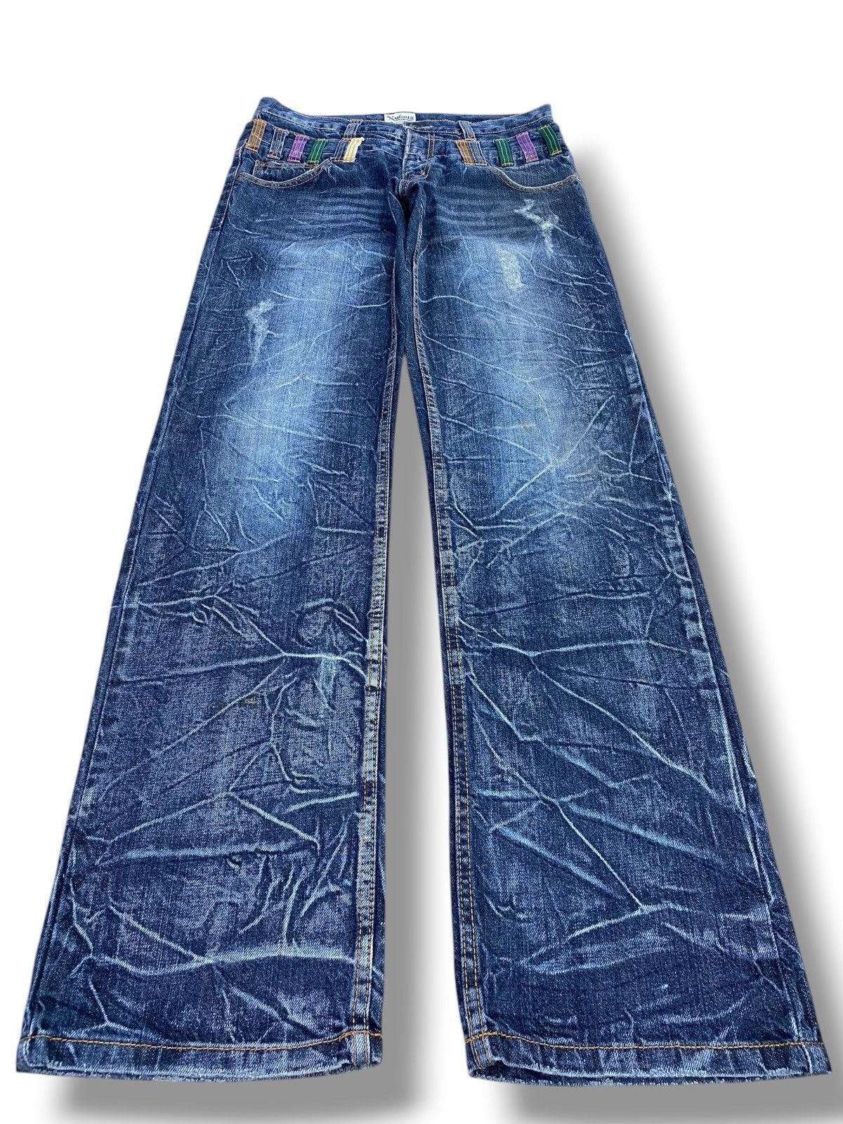Japanese Brand Nylaus Acid Wash Thunnder Style Straight Cut Jeans Size US 32 / EU 48 - 1 Thumbnail