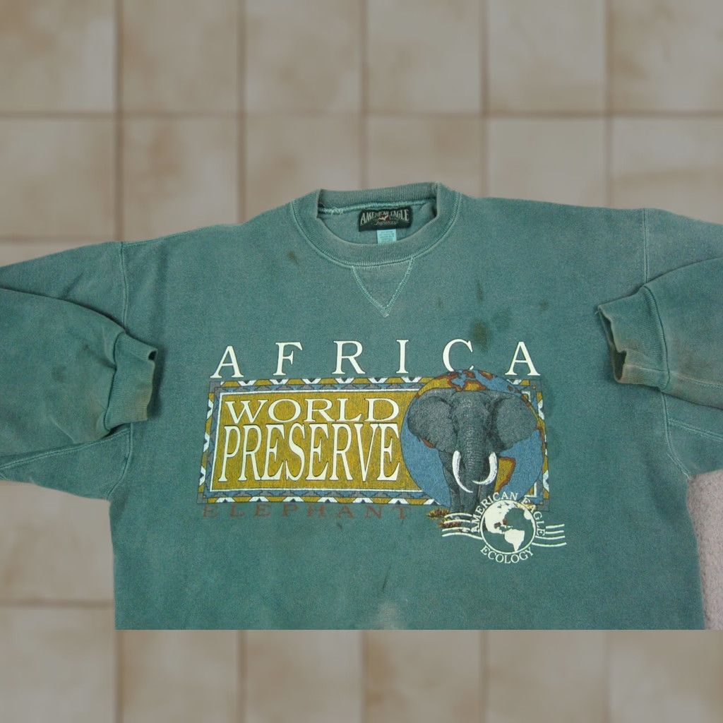 American Eagle Outfitters VINTAGE American Eagle Sweatshirt Mens Large Green Africa World Preserve USA 90s Sweatshirt Mens L Green Africa World Preserve USA 90s Size US L / EU 52-54 / 3 - 1 Thumbnail