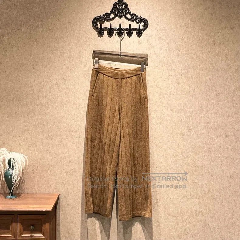 Loro Piana Loro Piana Camel Babe Cashmere Cashmere Knit Wide Leg Pant Size 25" / US 0 / IT 36 - 1 Thumbnail