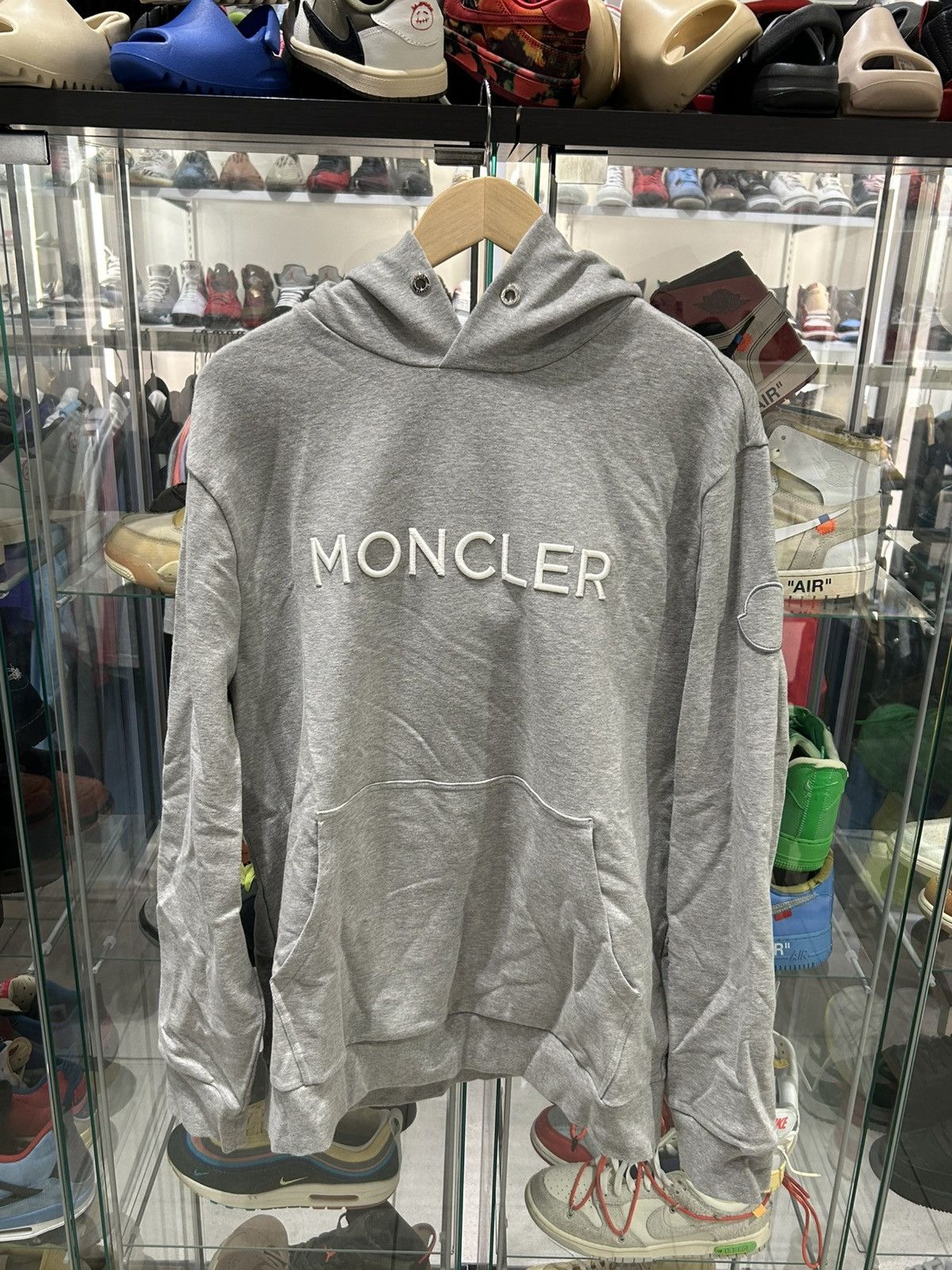 Moncler Moncler mens Logo drawstring popover hoodie grey Size US XL / EU 56 / 4 - 1 Thumbnail