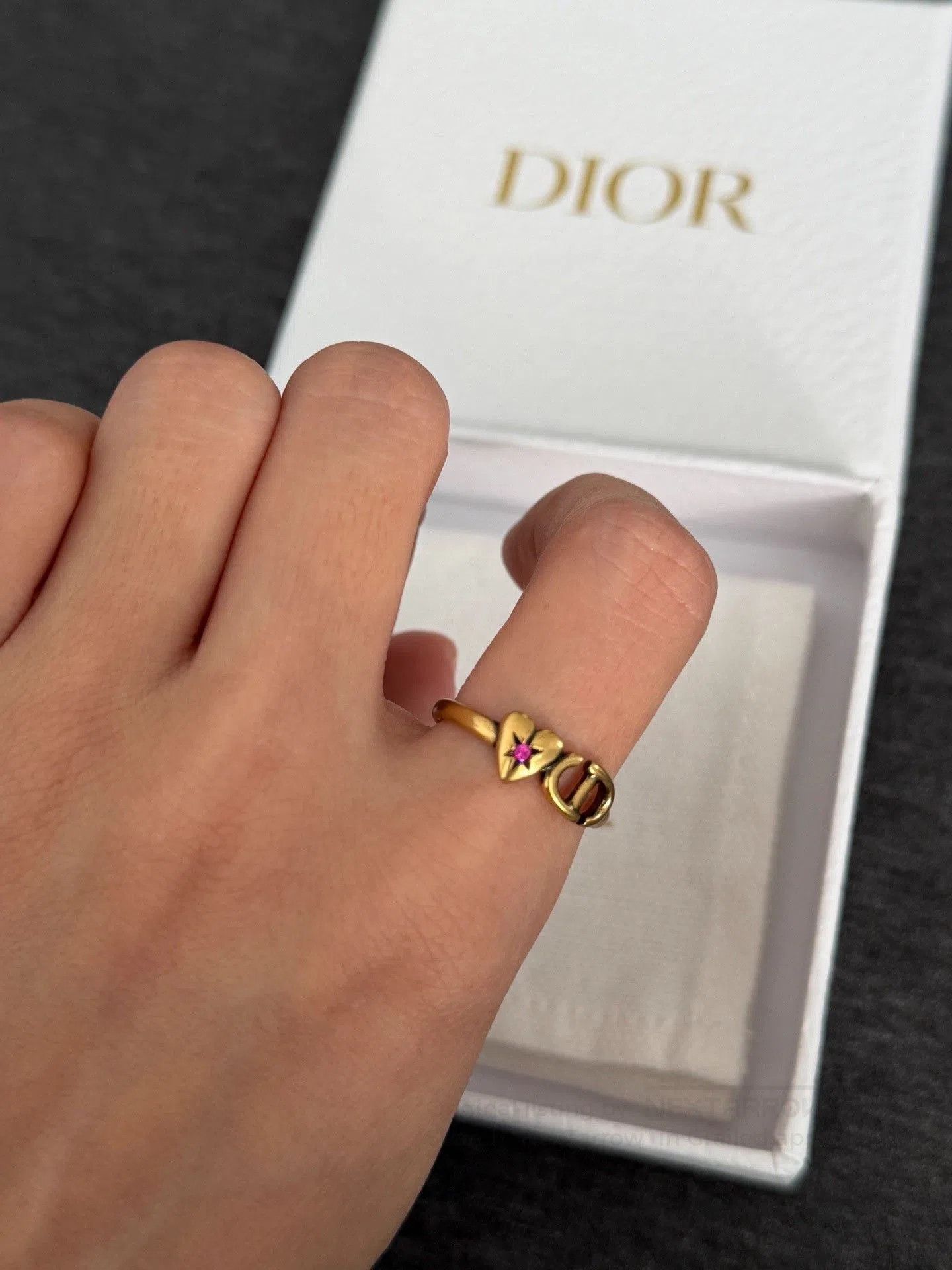 Dior Dior Gold Heart CD Vintage Ring. Size ONE SIZE - 5 Thumbnail