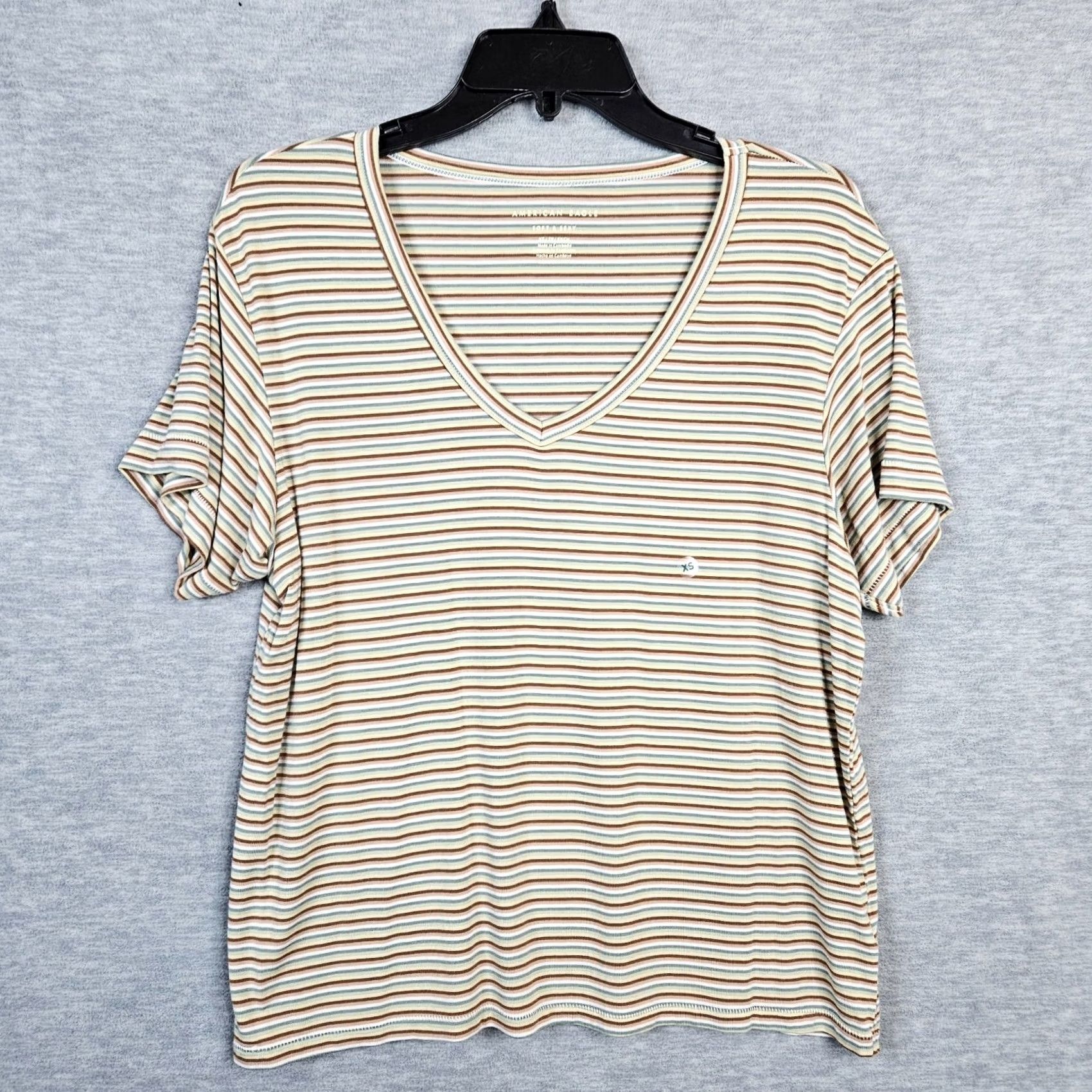 American Eagle Outfitters American Eagle Outfitters Blouse Short Sleeve Multicolor Striped XS Womens Clothing Shirt New Size 26" / US 2 / IT 38 - 2 Thumbnail